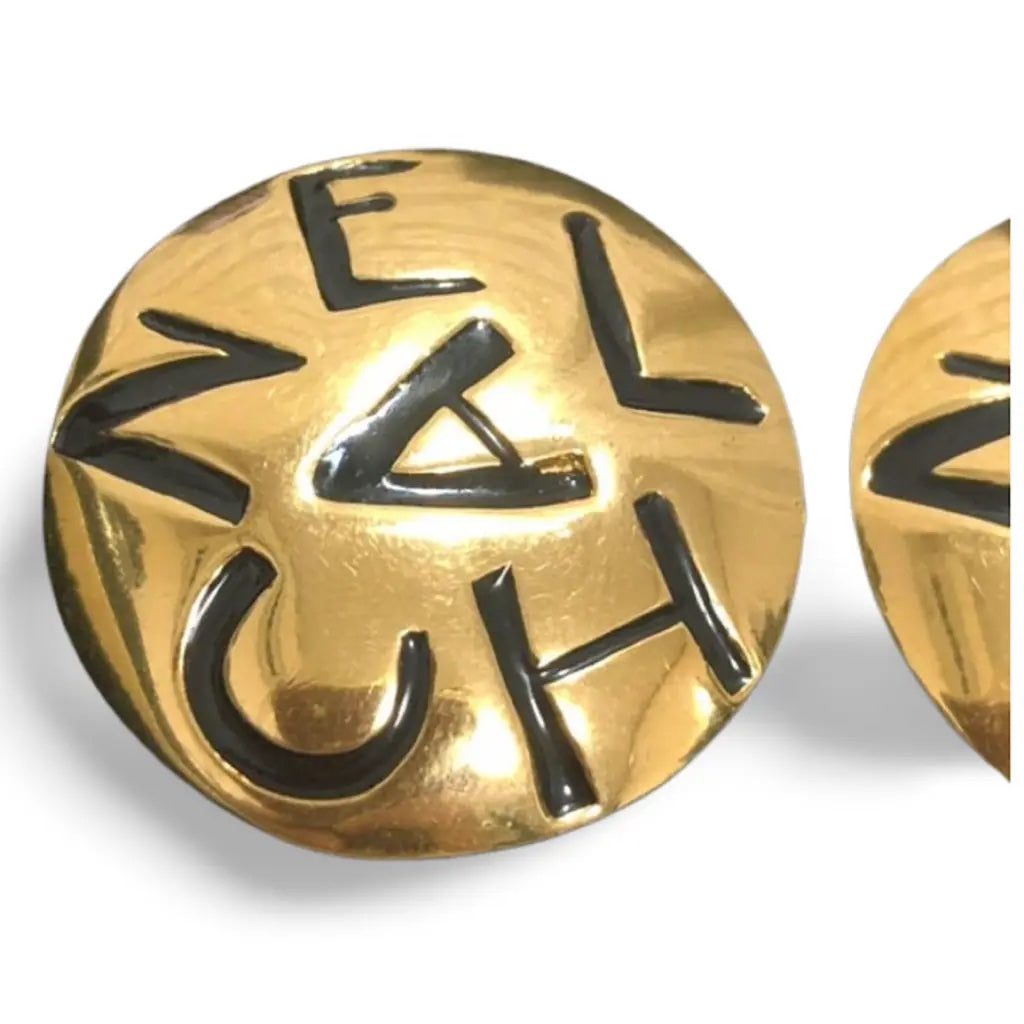 CHANEL VINTAGE LOGO ENGRAVED CLIP-ON EARRINGS