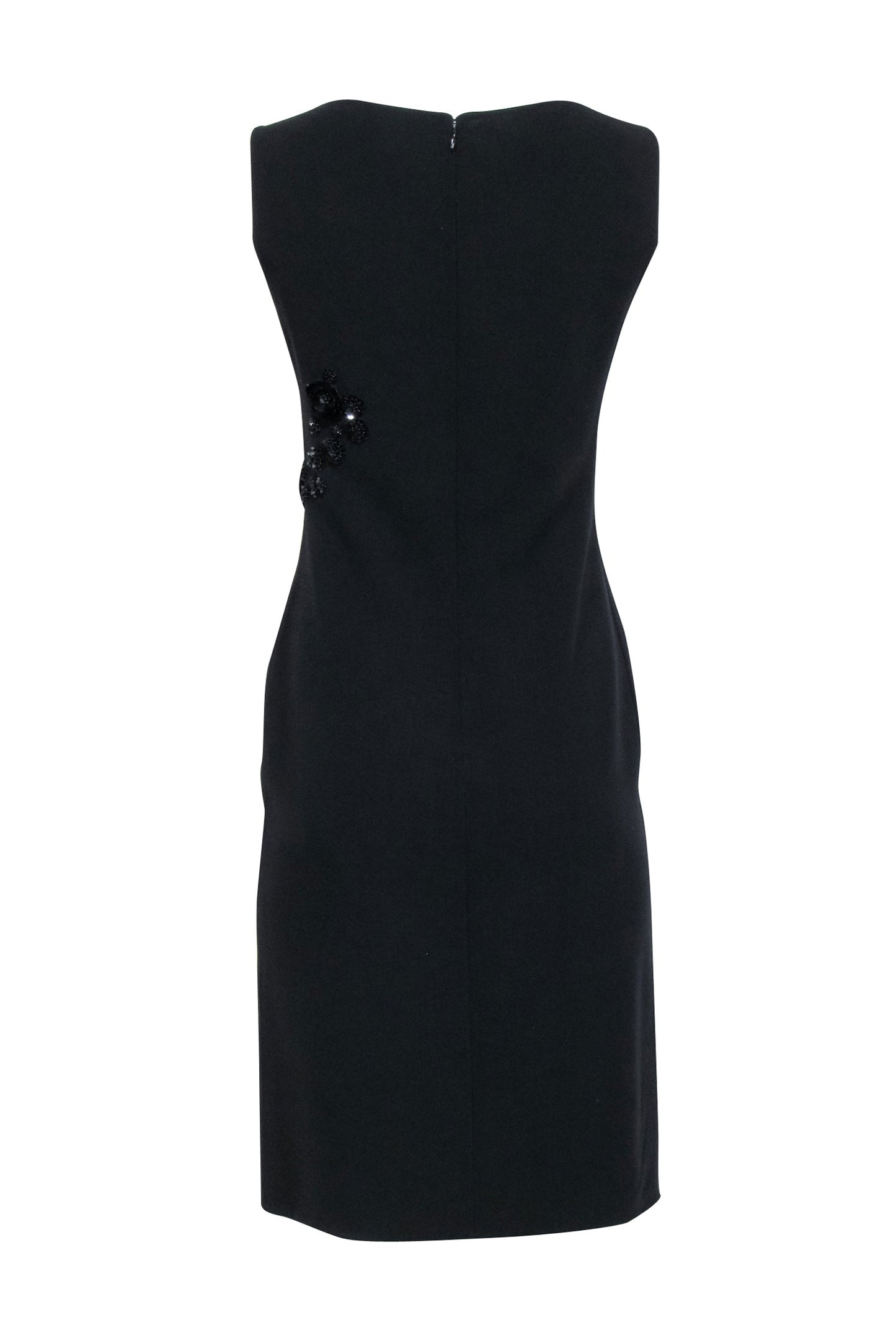 Luxury CELINE - Black Sleeveless Sheath Dress w/ Side Embellishment Detail Sz 6