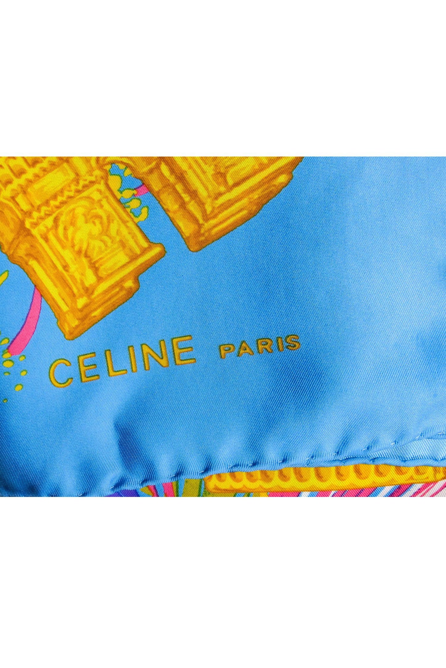 Luxury CELINE - Blue & Multi Color Print Scarf