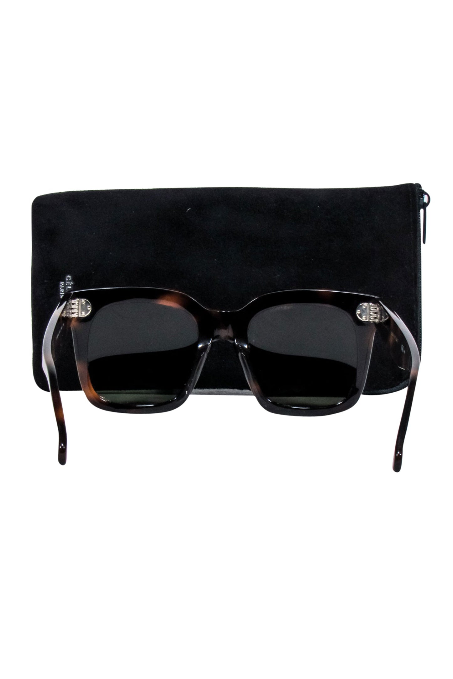 Luxury CELINE - Brown Tortoise Large Square Sunglasses w/ Three Dot Print