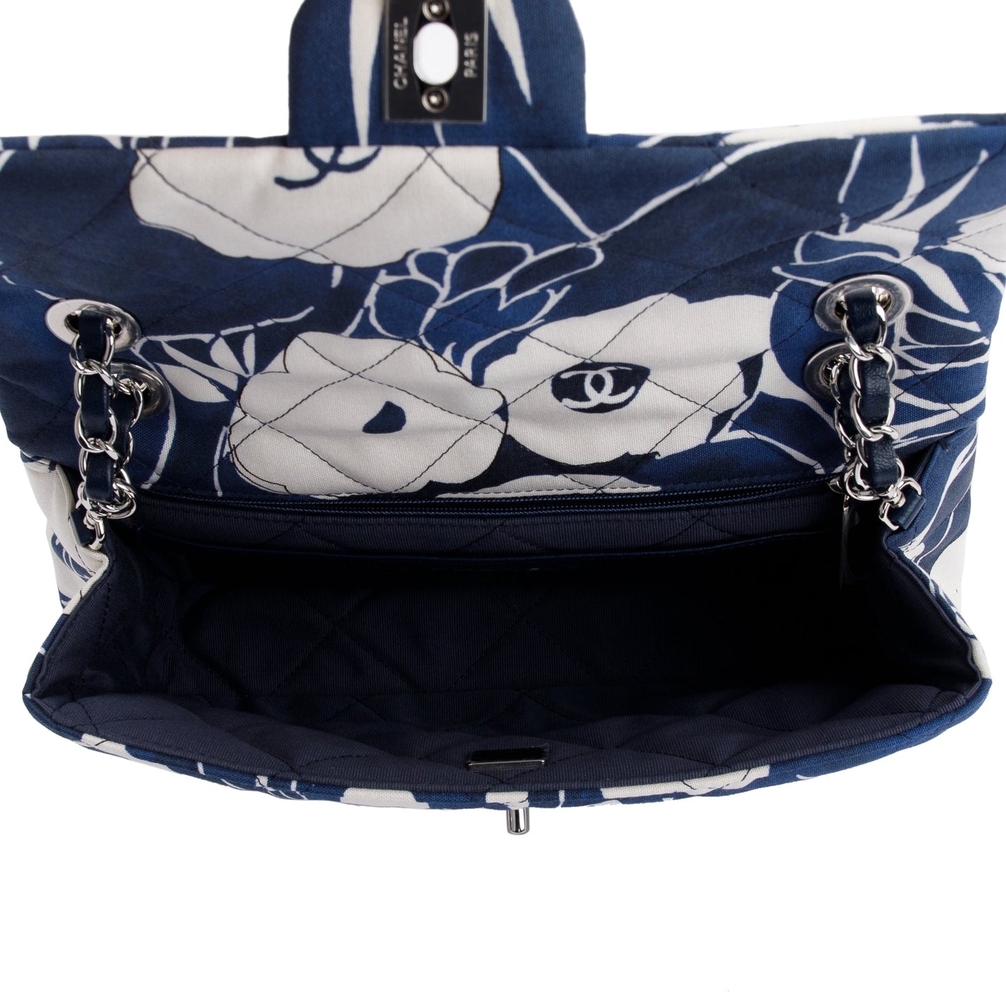 Chanel 2022 Floral Printed Silk CC Medium Single Flap Bag