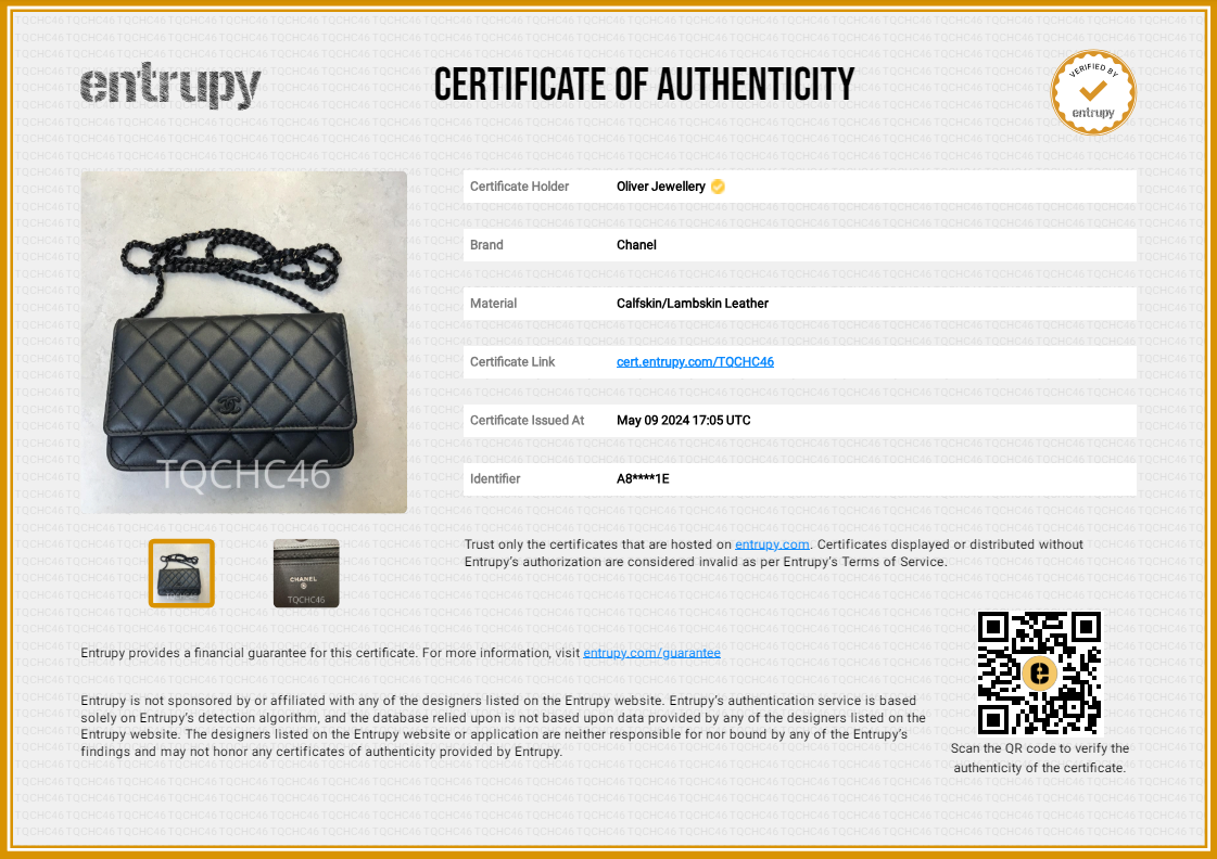 Chanel 2022 So Black Lambskin Leather Classic Wallet on Chain