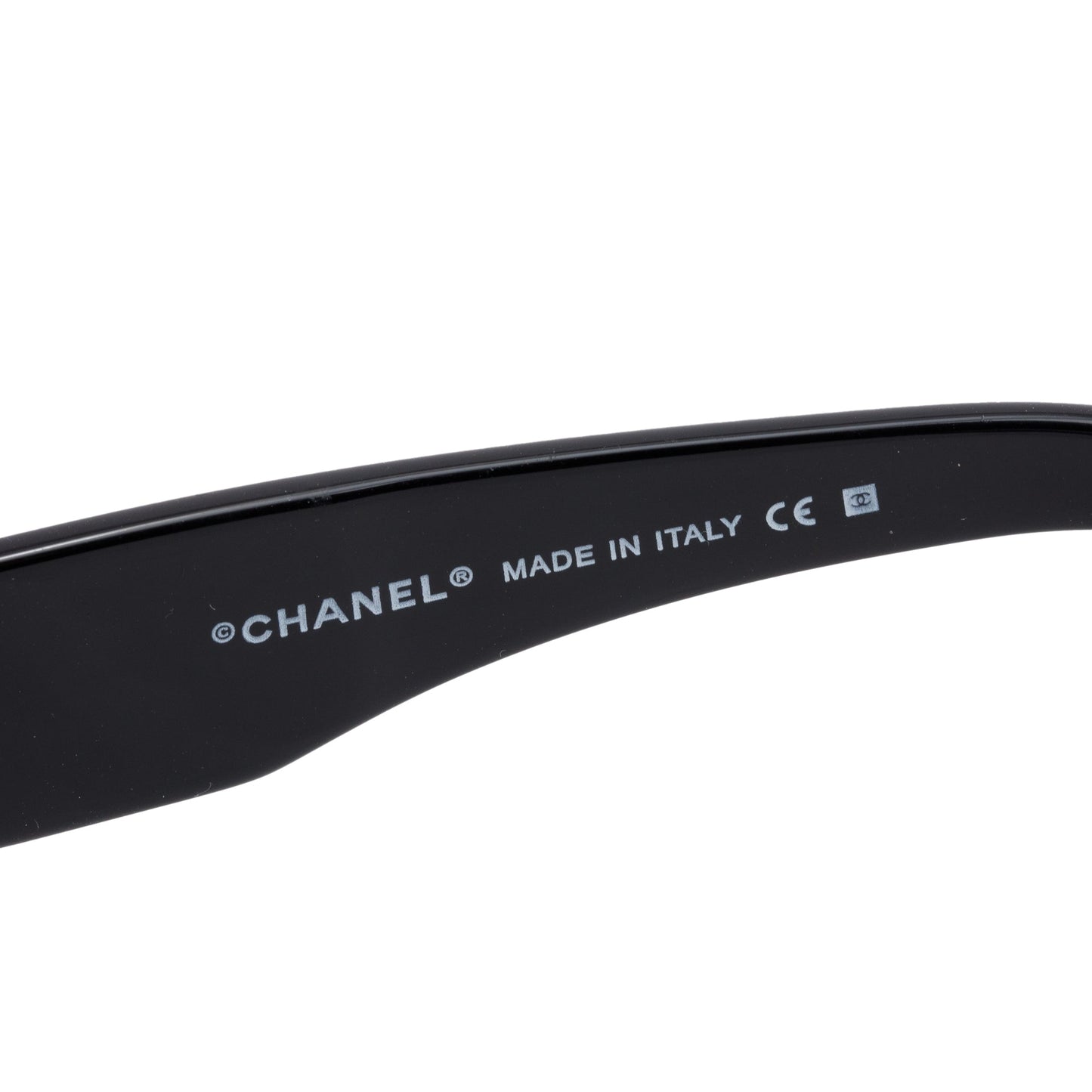 Chanel 5081-B Black Acetate Strass CC Logo Shield Sunglasses