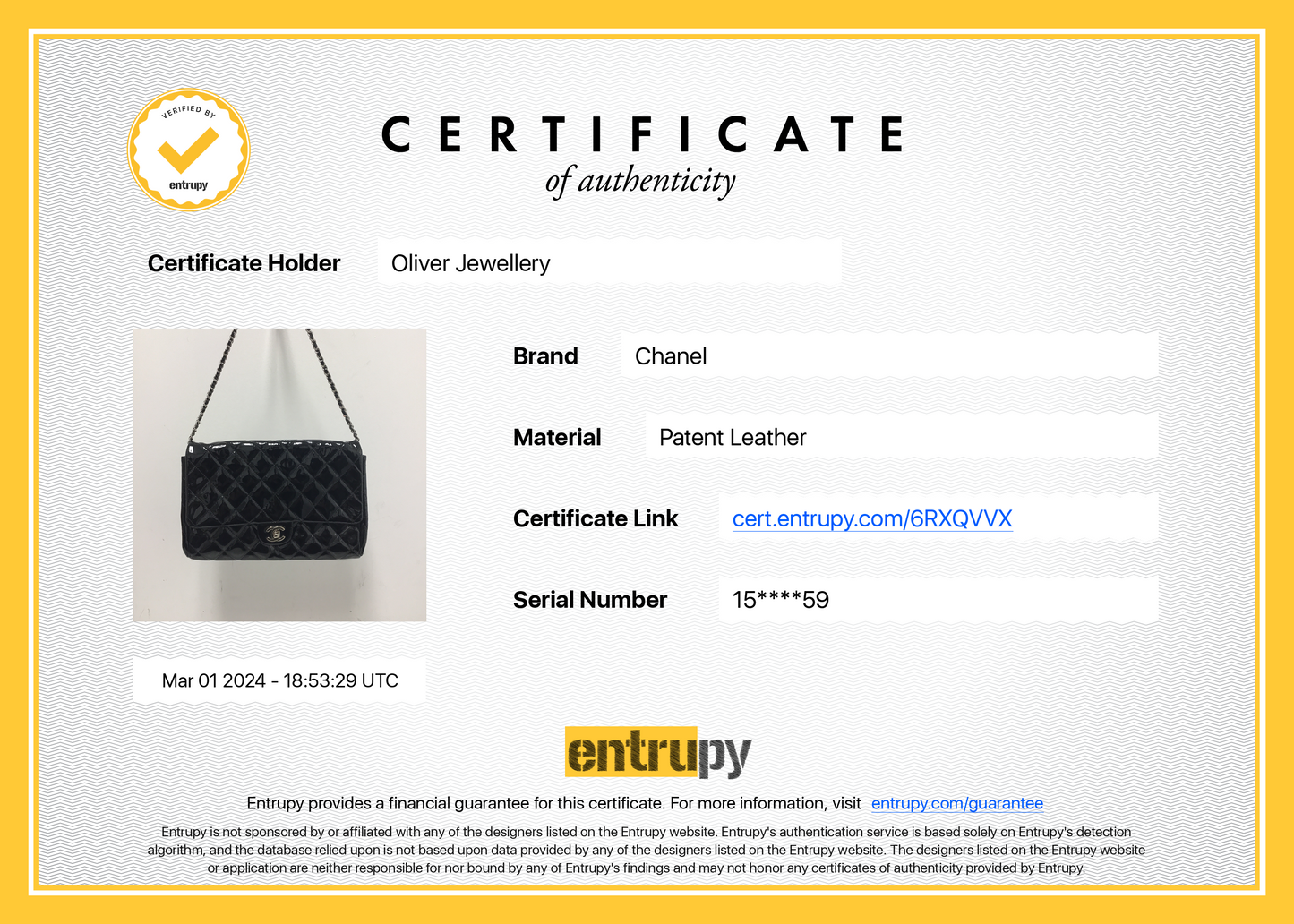 Chanel Black Quilted Patent Leather New Clutch