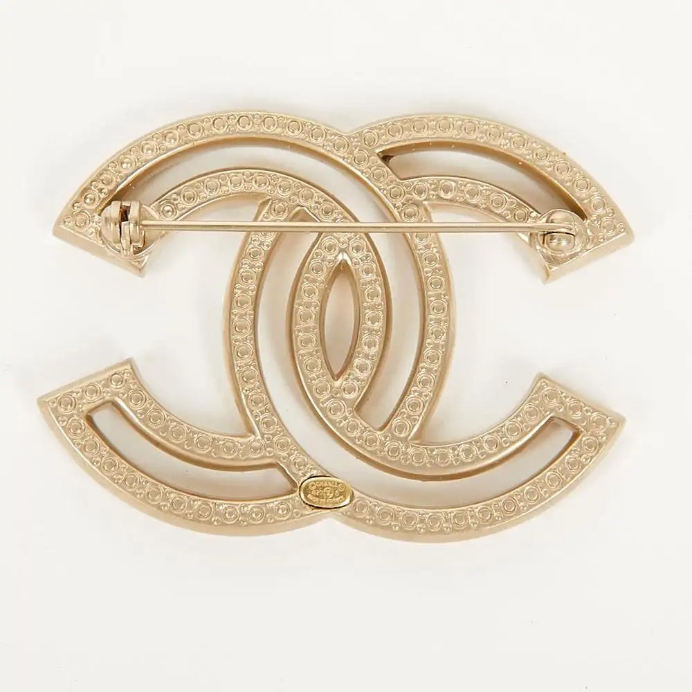 CHANEL CC RHINESTONE & GOLD TONED BROOCH