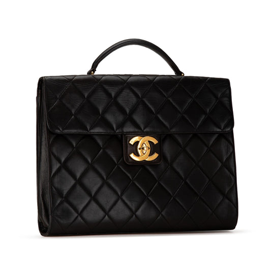 Chanel CC Quilted Lambskin Flap Briefcase (SHG-8TcoB4)