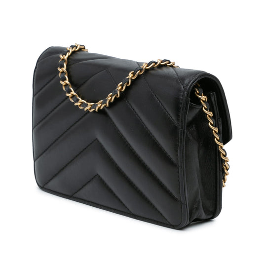 Chanel Chevron Lambskin Button Wallet On Chain (SHG-zOLBNO)