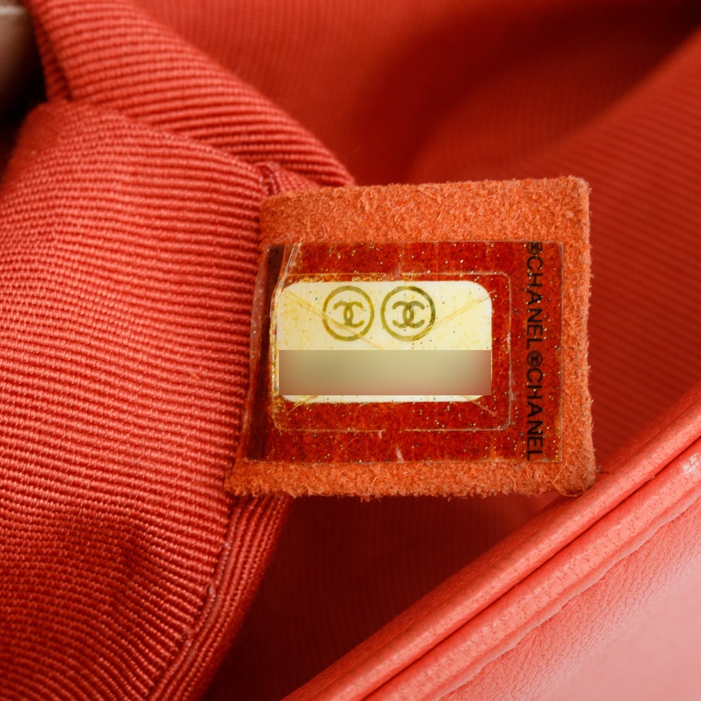 Chanel Coral Calfskin Leather Tweed Medium Boy Bag