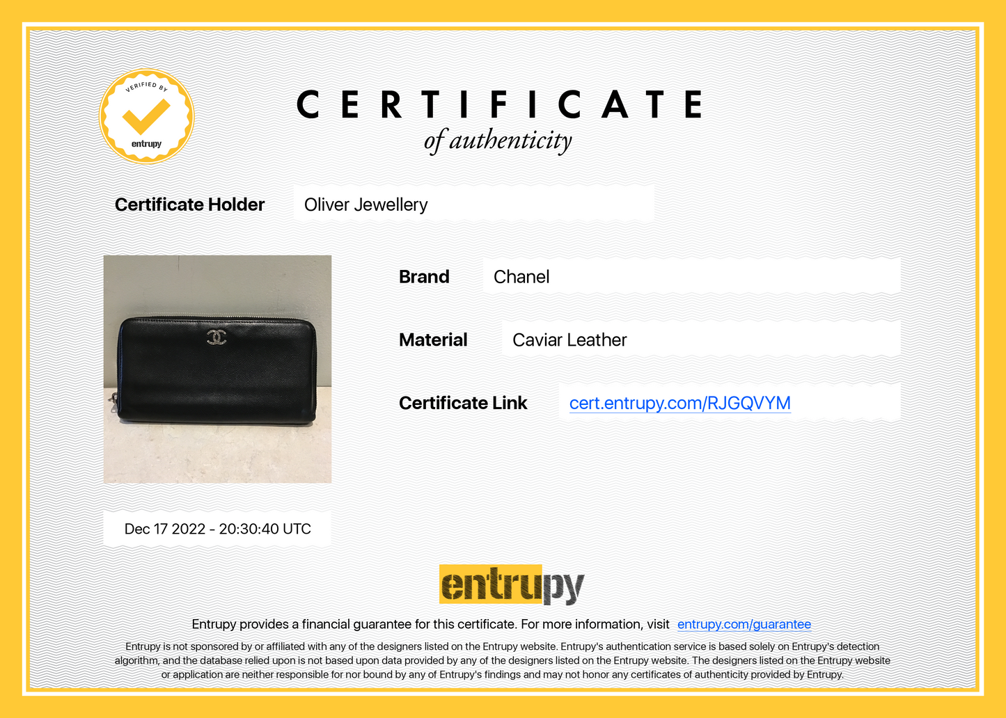 Chanel Interlocking CC Logo Continental Wallet