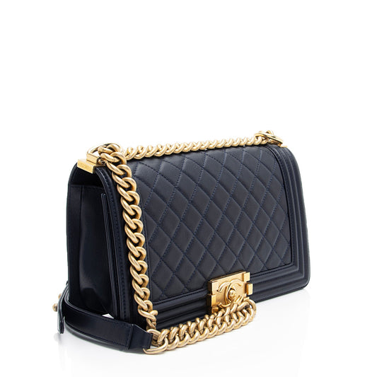 Chanel Lambskin Old Medium Boy Bag (SHF-OdWPxQ)