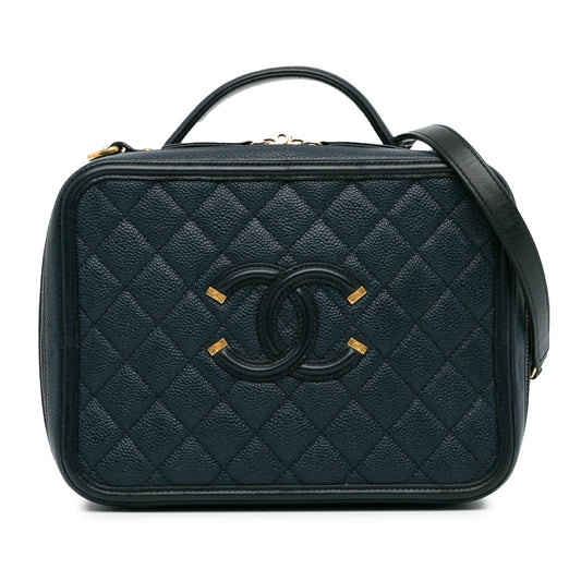 Chanel Large Caviar CC Filigree Vanity Case (SHG-JUihwi)