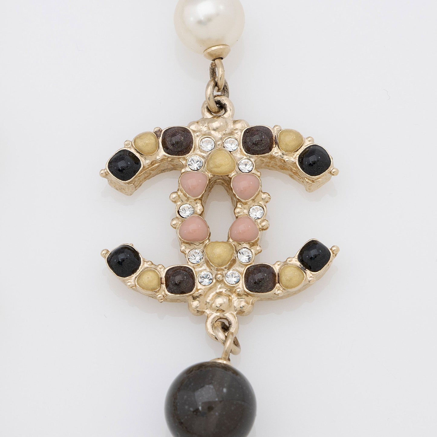 Chanel Pearl Crystal CC Long Necklace (SHF-l0h3vl)