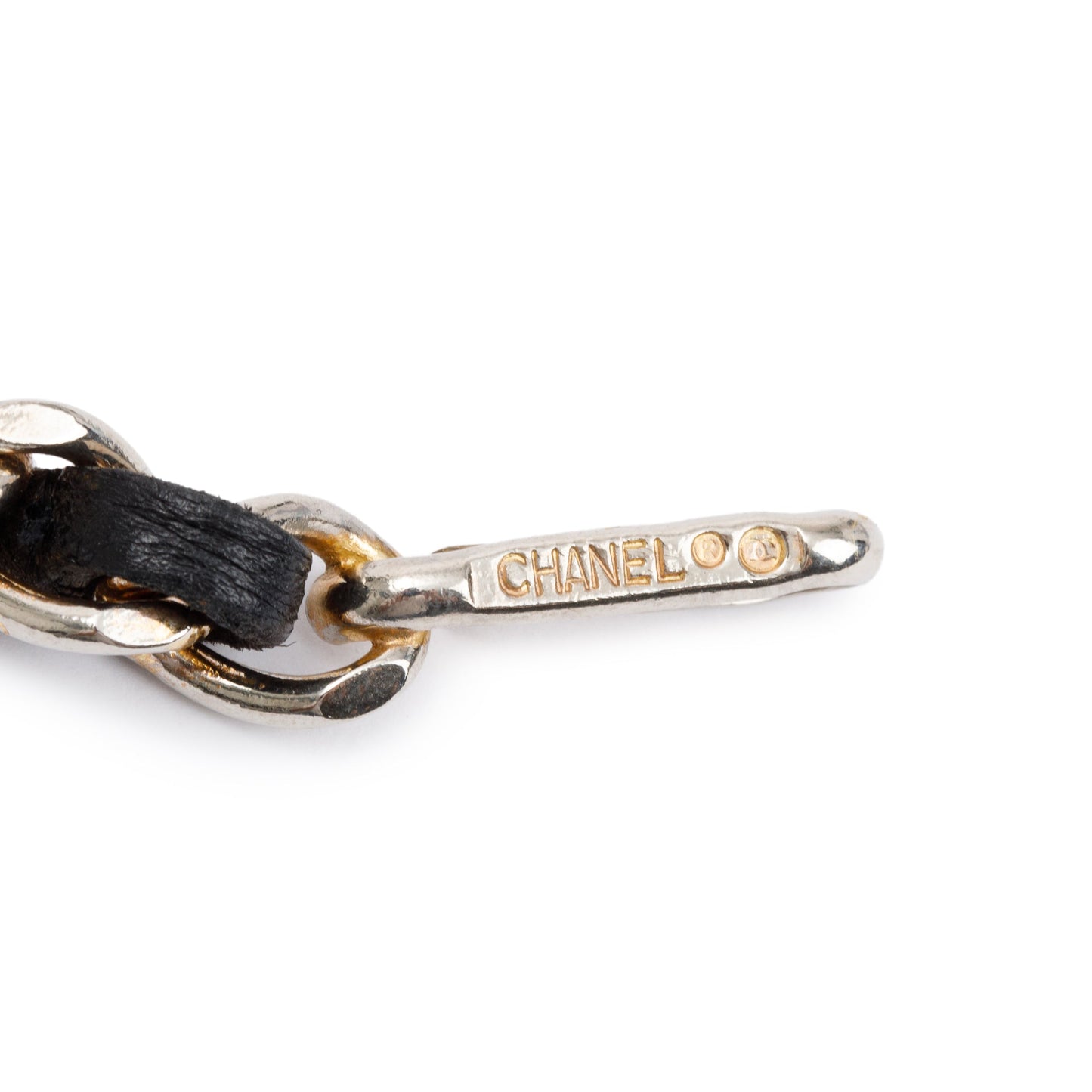 Chanel Vintage Chain-Link & Leather Interlocking CC Logo Waist Belt