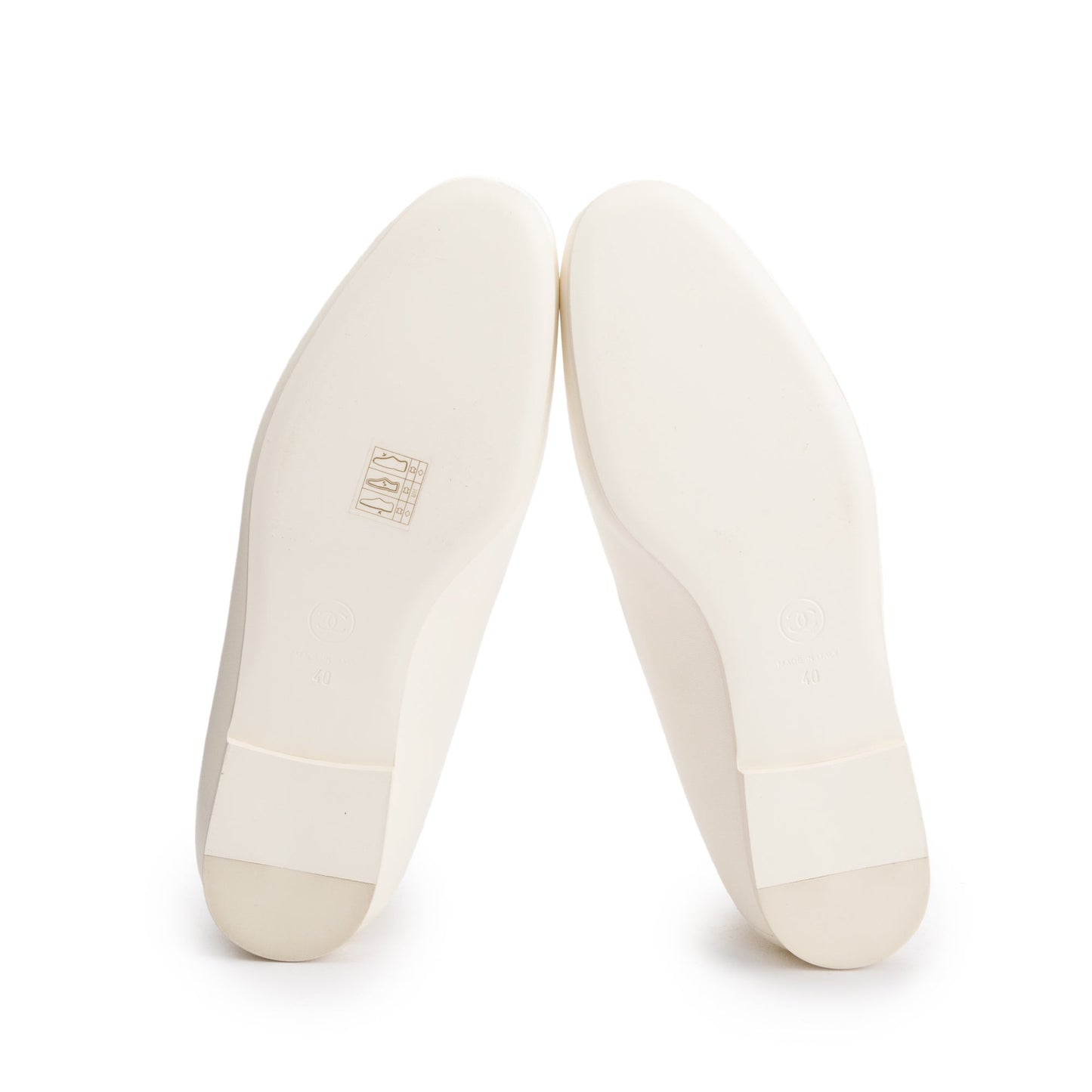 Chanel White Lambskin Leather CC Logo Beaded Loafer, Size 40