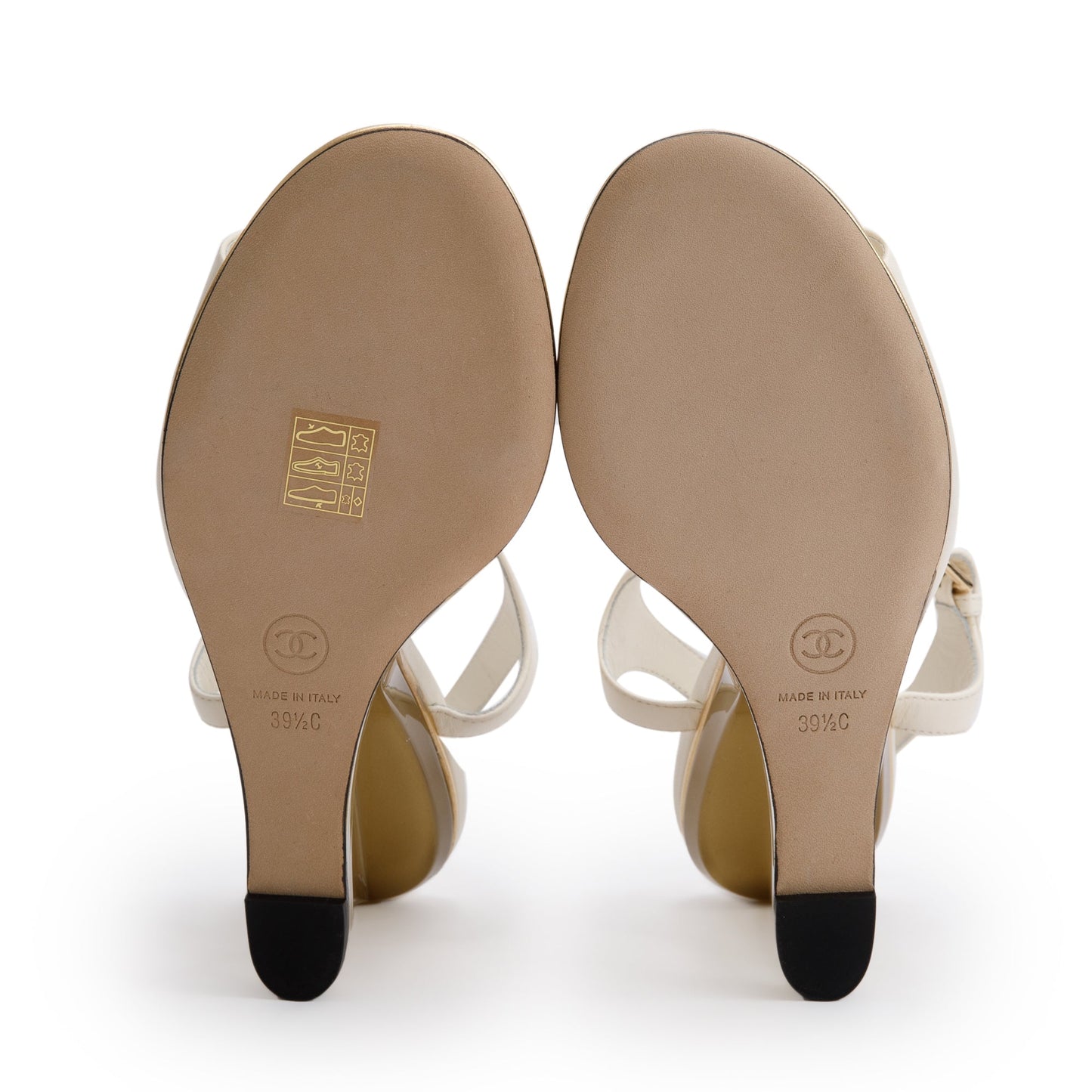 Chanel White Leather Lucite CC Wedge Sandals, Size 39.5