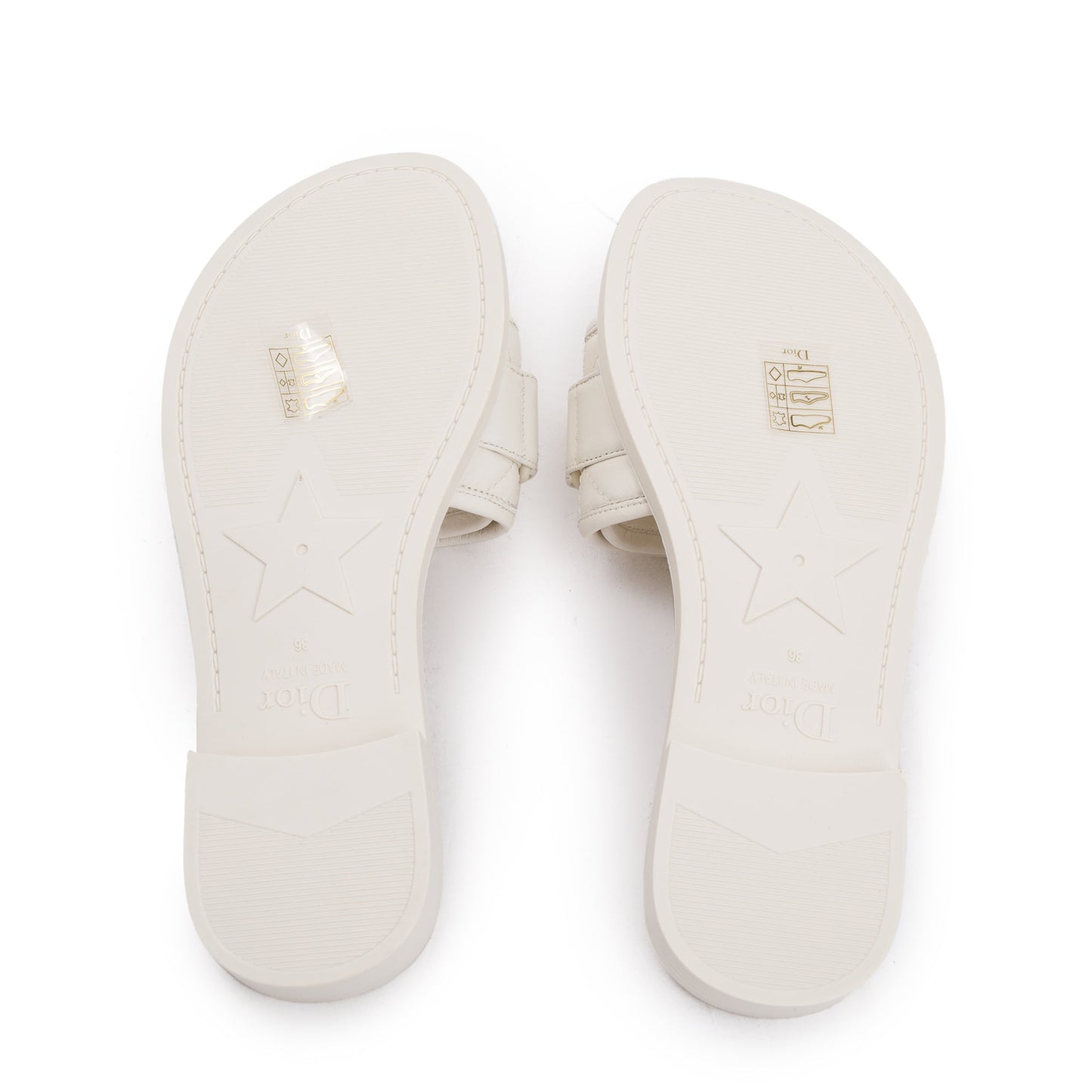 Christian Dior Off White Cannage Quilted Leather Dio(r)evolution Slide, Size 35