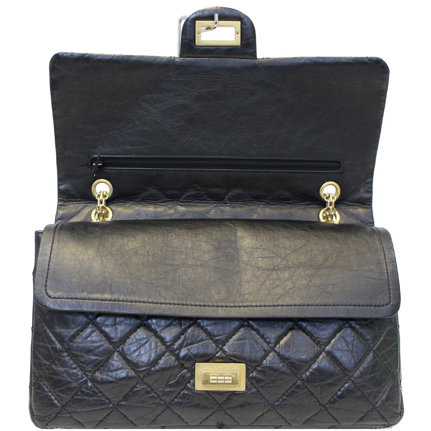 CHANEL 2.55 Reissue Calfskin Leather Flap Shoulder Bag Black