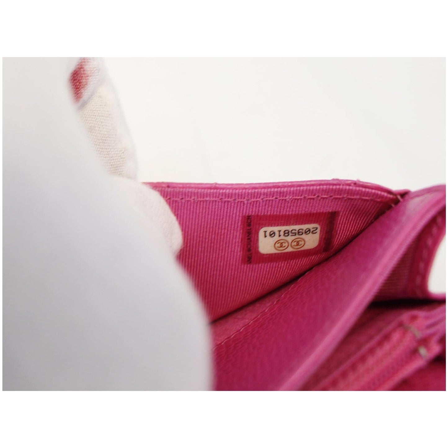 CHANEL Classic Flap Caviar Leather Wallet Pink