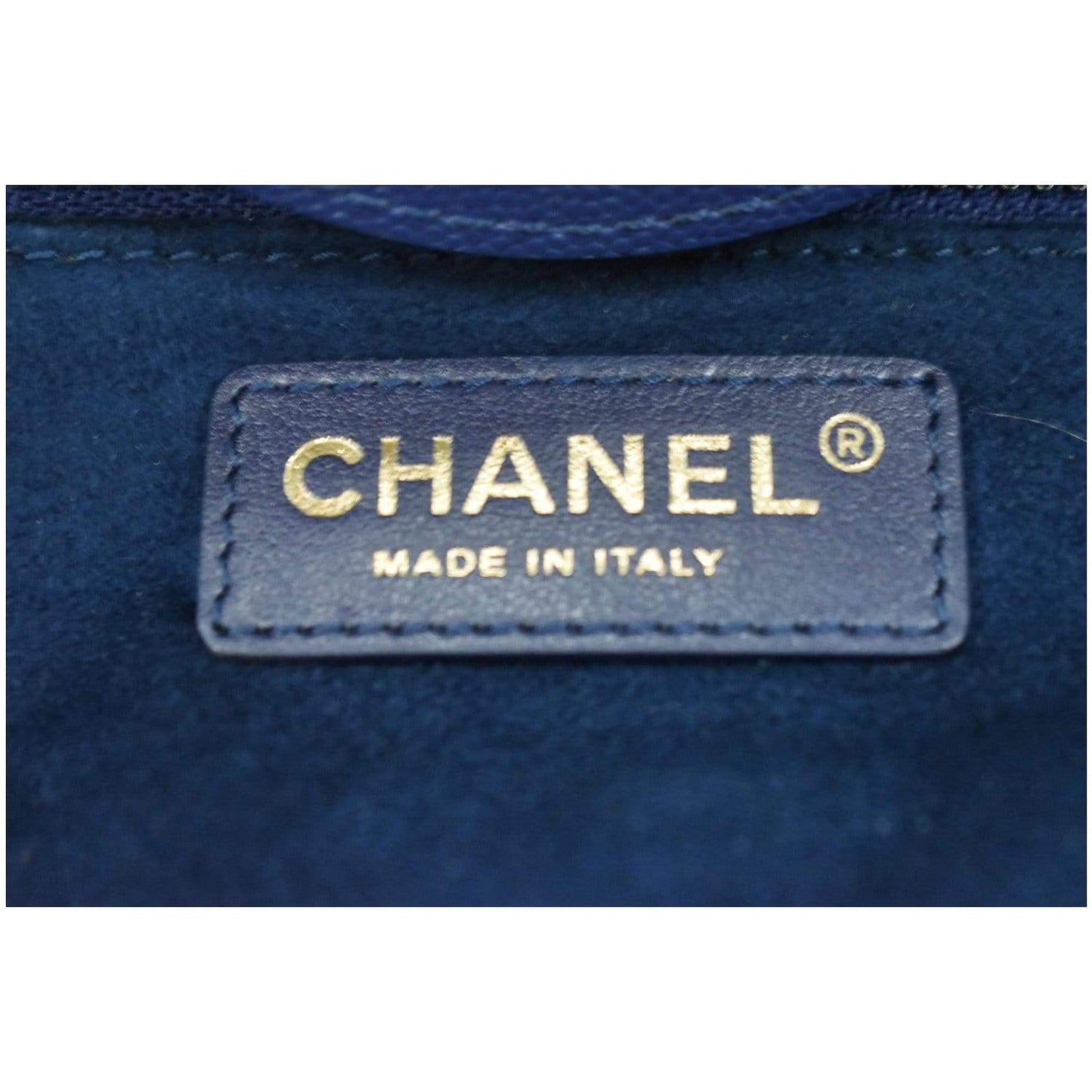 CHANEL Deauville Studded Caviar Tote Shoulder Bag Blue