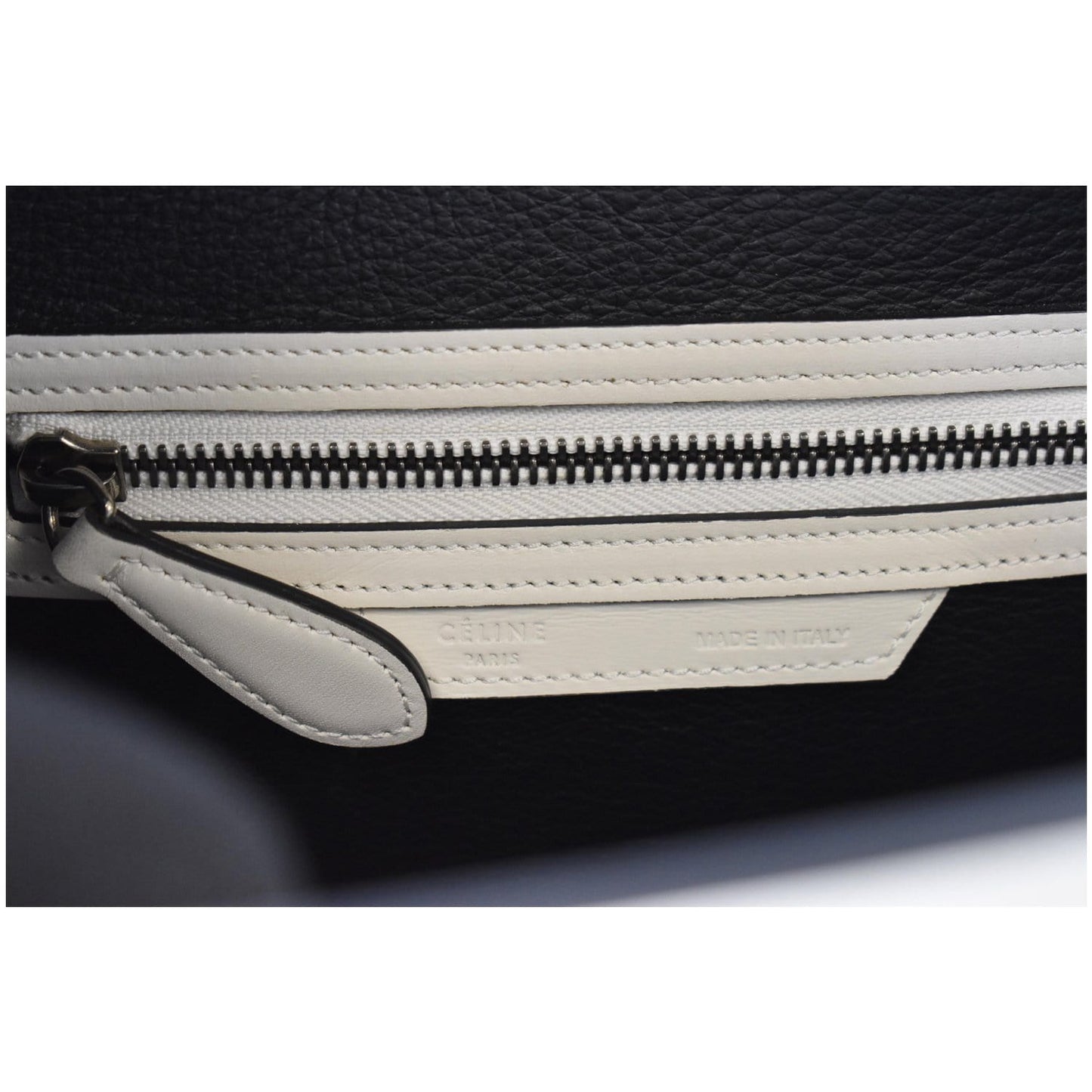CELINE Mini Luggage Smooth Leather Tote Bag White