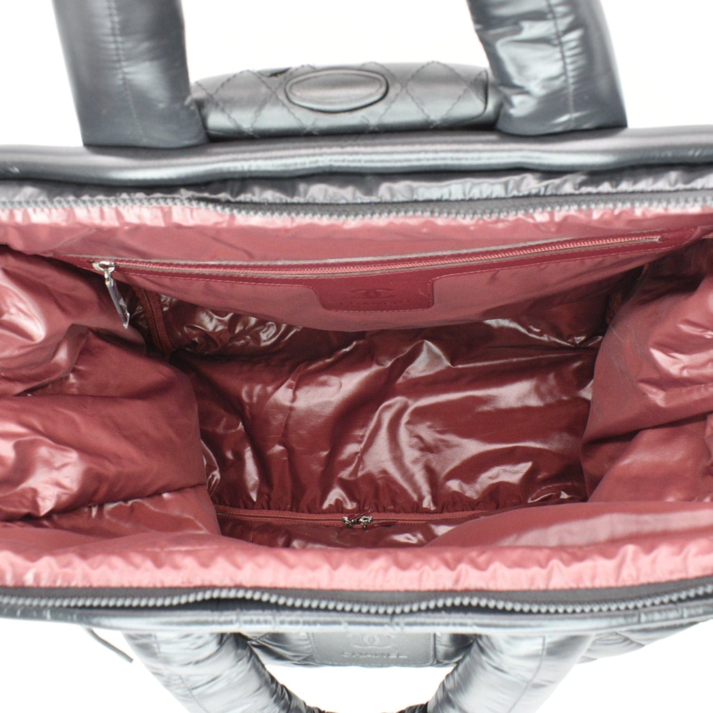 CHANEL Coco Cocoon Quilted Nylon Trolley Rolling Bag Black