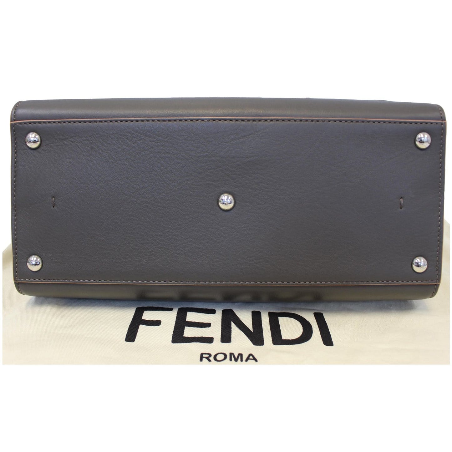 FENDI Petite 3Jours Calfskin Leather Tote Bag Dark Grey