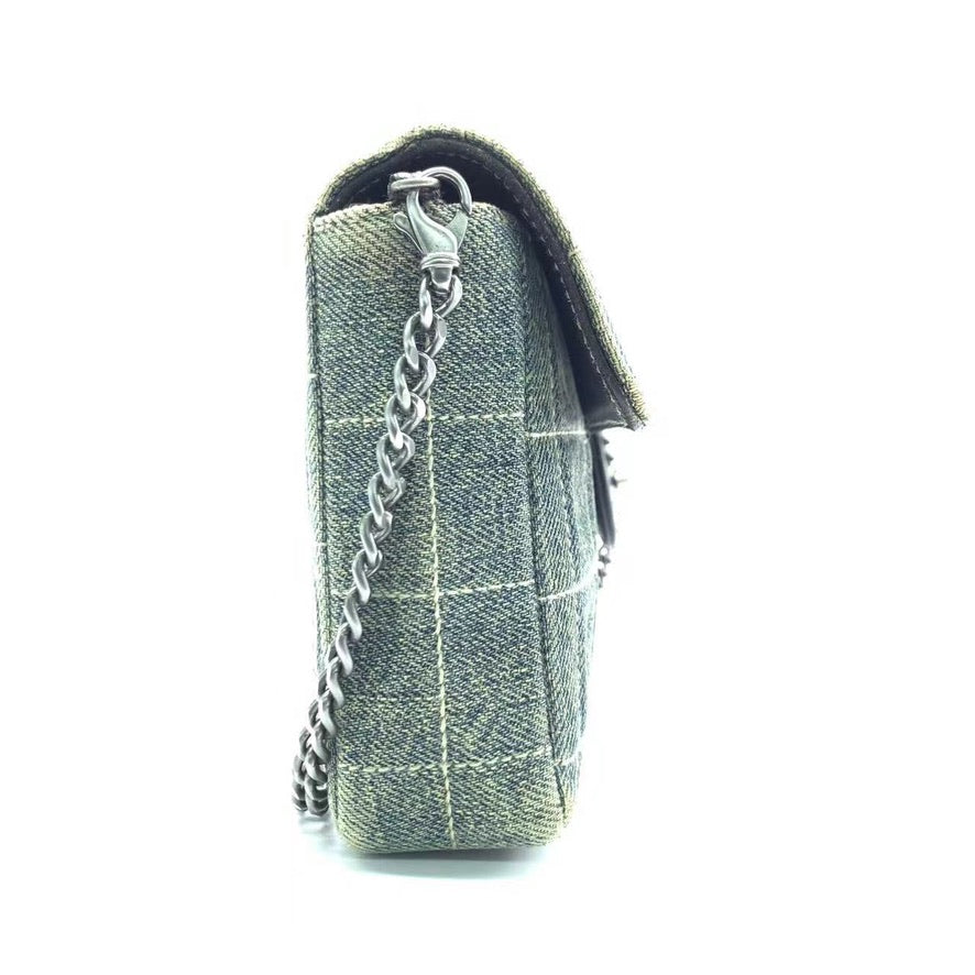 Vintage Chanel East West Denim Shoulder Bag