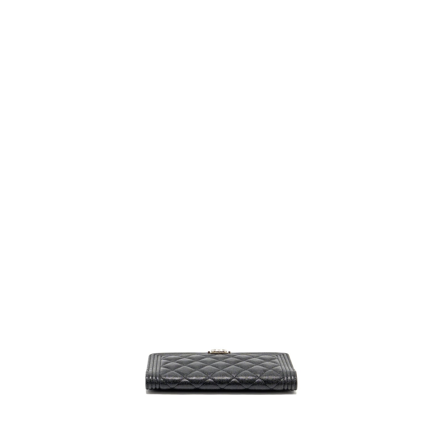 Chanel Boy Long Wallet Shiny Grained Calfskin Black SHW