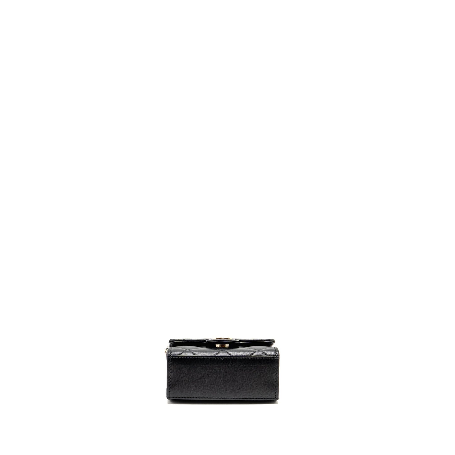 Chanel Detailed Top Handle Mini Clutch with Chain Lambskin Black LGHW (Microchip)