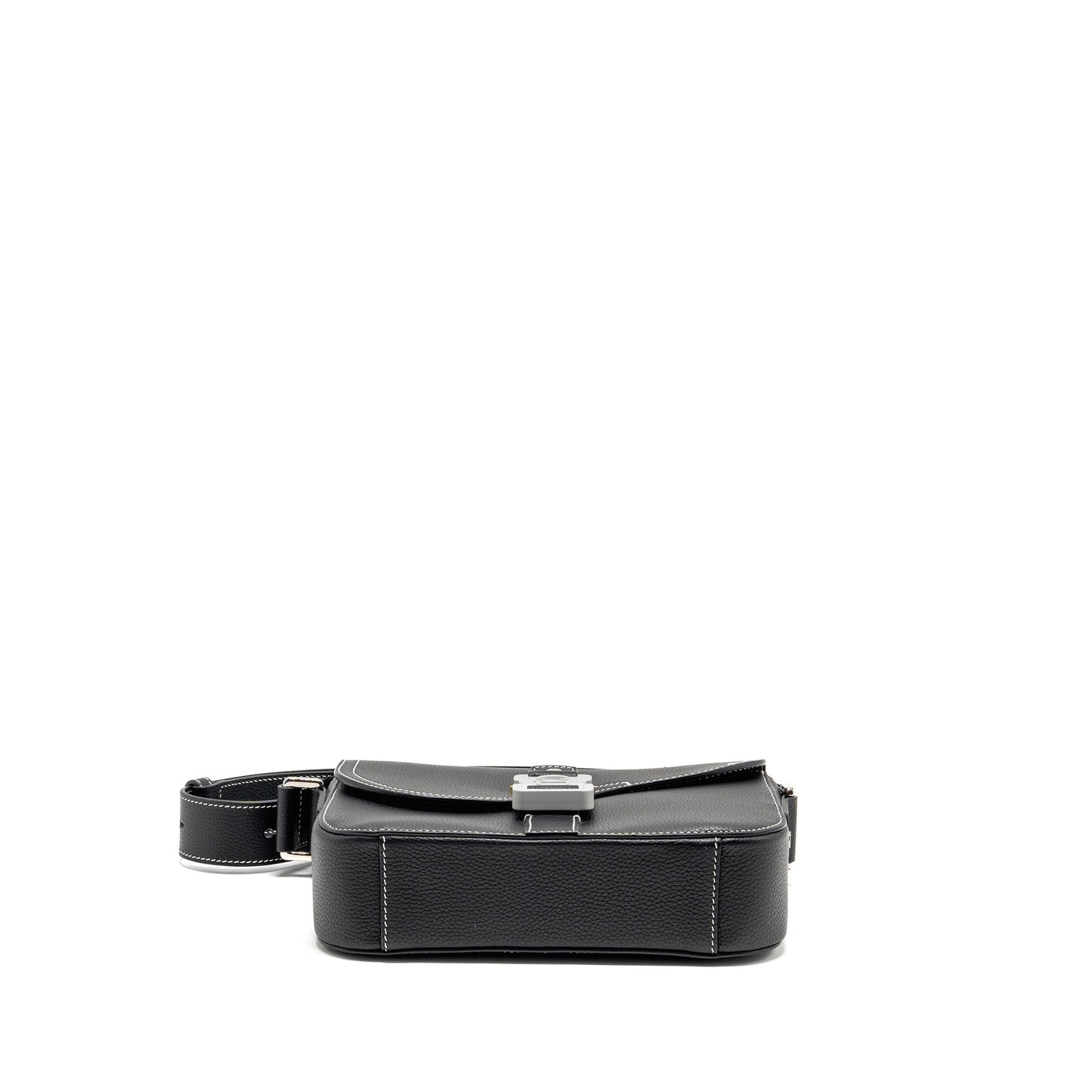 Dior Medium Saddle Flap Messenger Purse Grained Calfskin Black