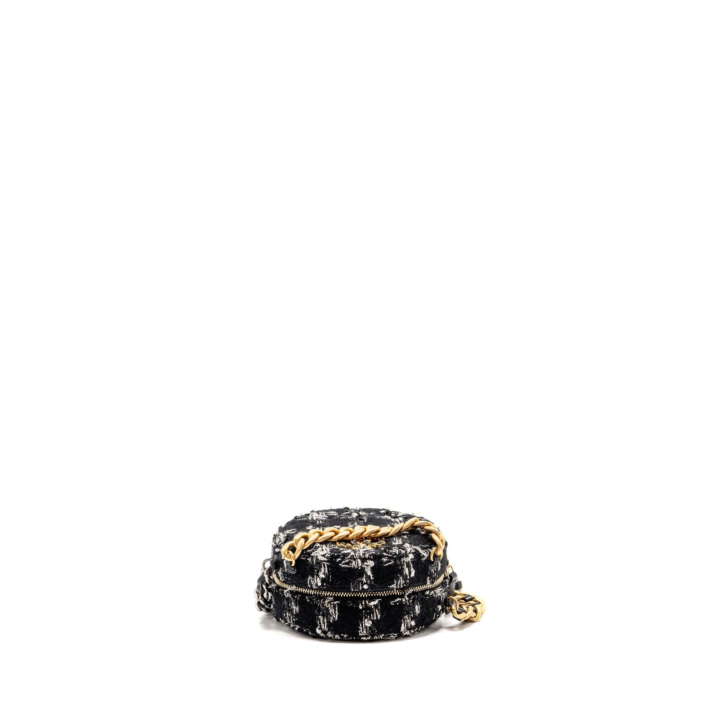 Chanel 19 round clutch with chain tweed multicolour GHW