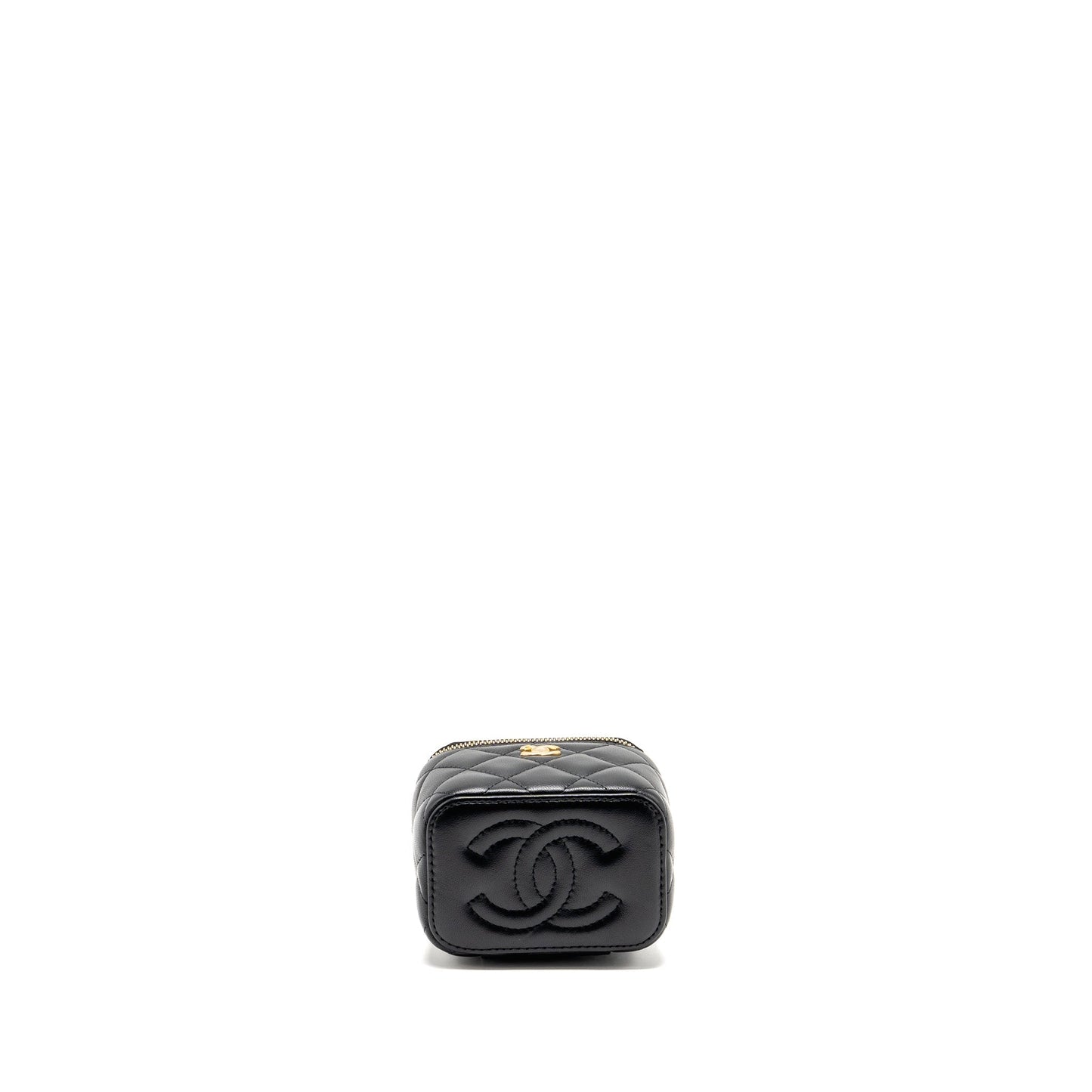 Chanel Pearl Crush Mini Vanity with Chain Lambskin Black GHW (Microchip)