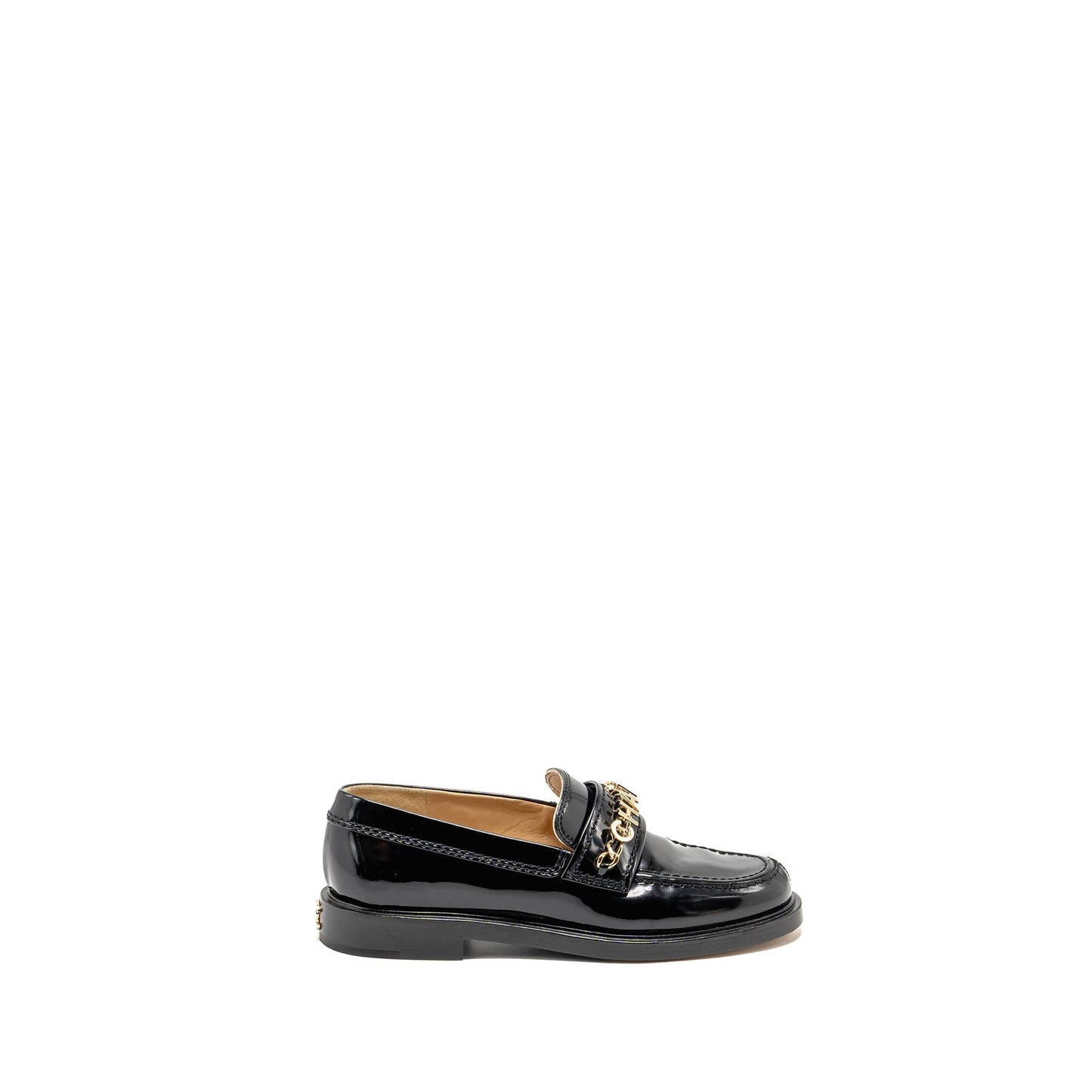 Chanel Size 35 Letter Loafer Shiny Calfskin Black LGHW
