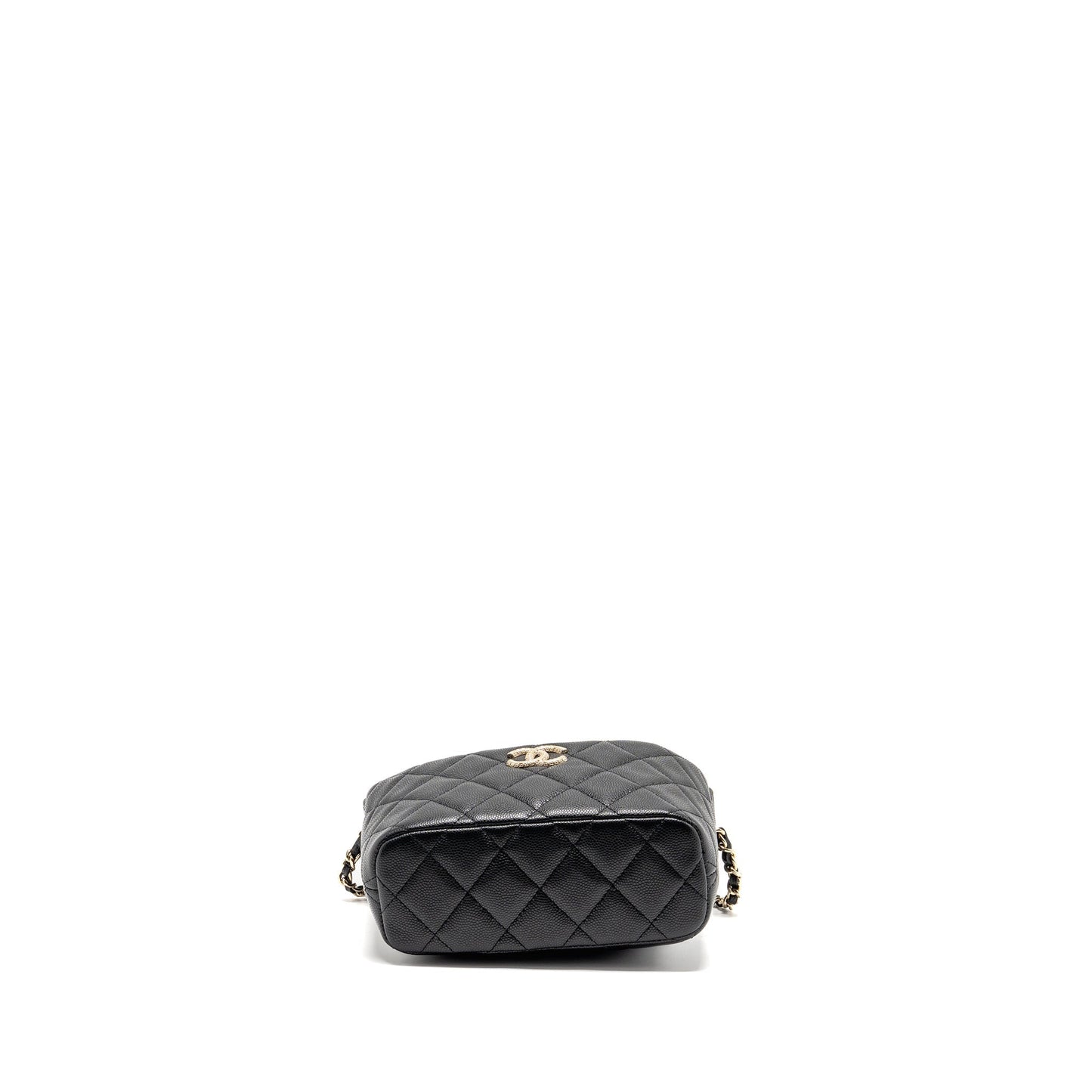 Chanel 25c Detail CC Logo Quilted Hobo Bag caviar black LGHW (microchip)