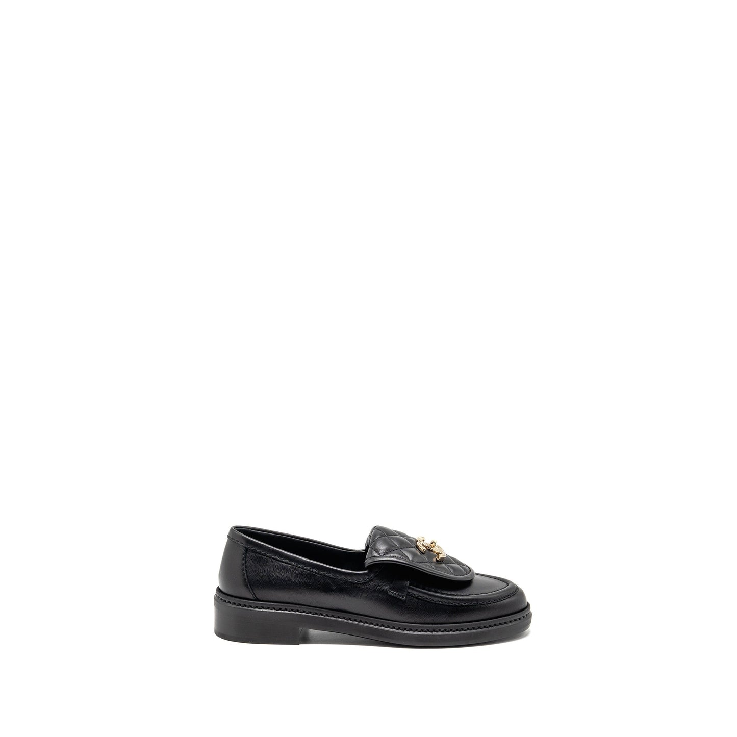 Chanel Size 36 Turnlock Loafer Lambskin Black LGHW