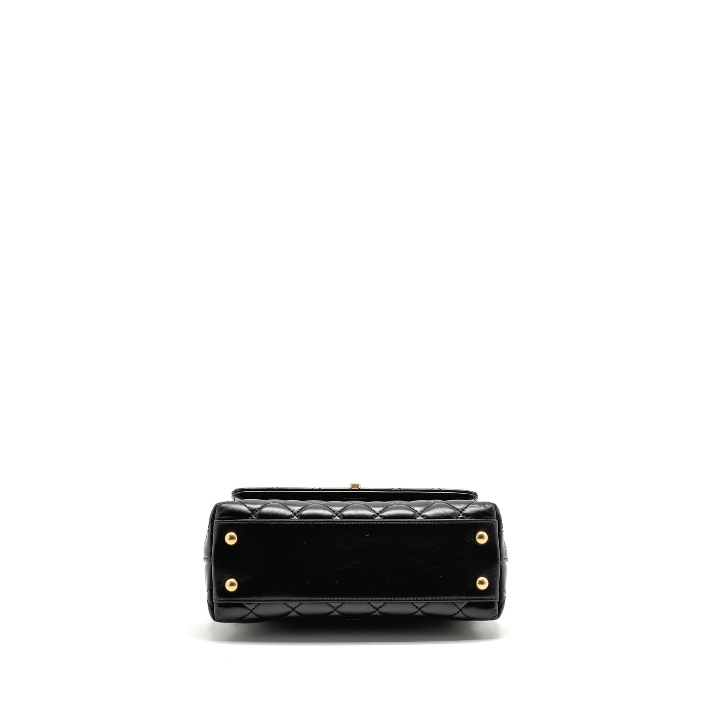 Chanel Detailed Metal Handle Small Coco Handle Flap Bag Calfskin Black GHW (Microchip)