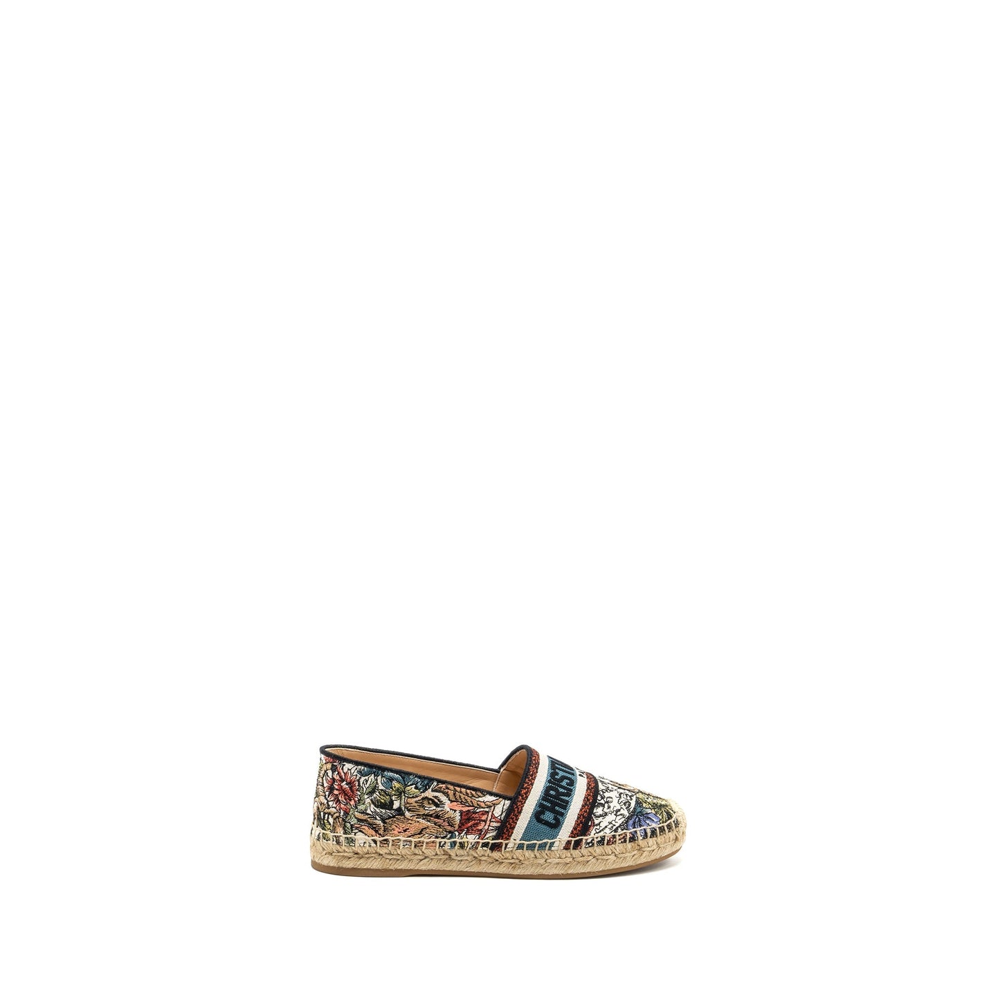 Dior Size 37.5 Flora and Animal Embroidered Granville Espadrille Fabric Multicolour
