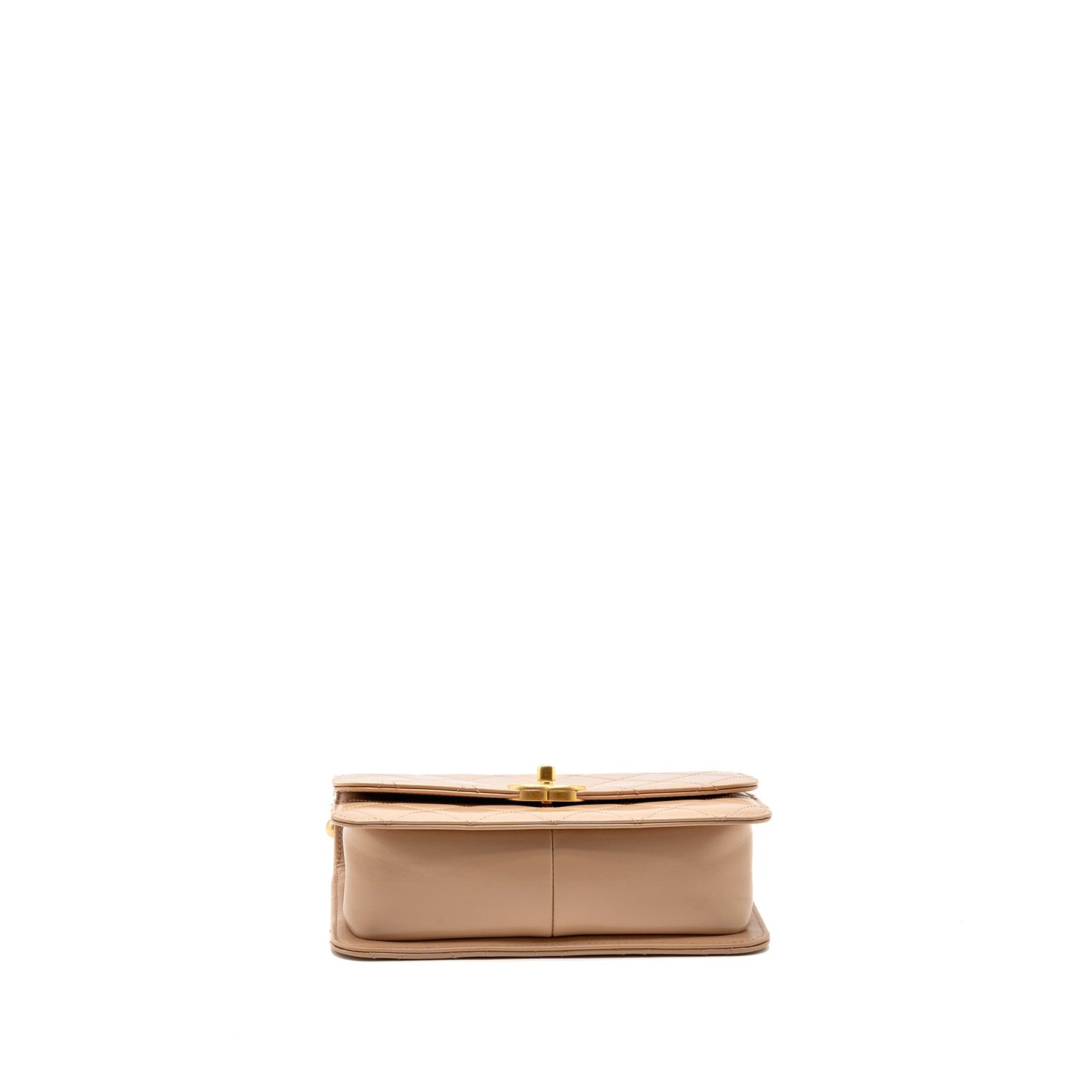 Chanel Gold Crush Flap Bag Calfskin Beige GHW (microchip)