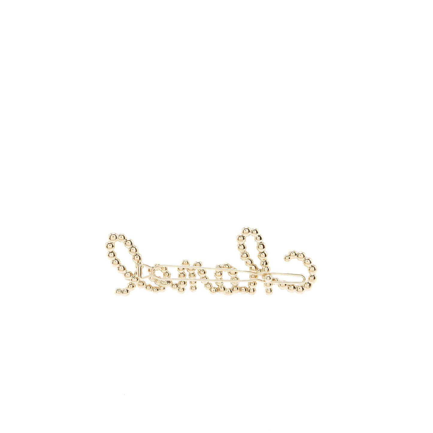 Chanel Letter crystal and pearl hair clip light gold tone