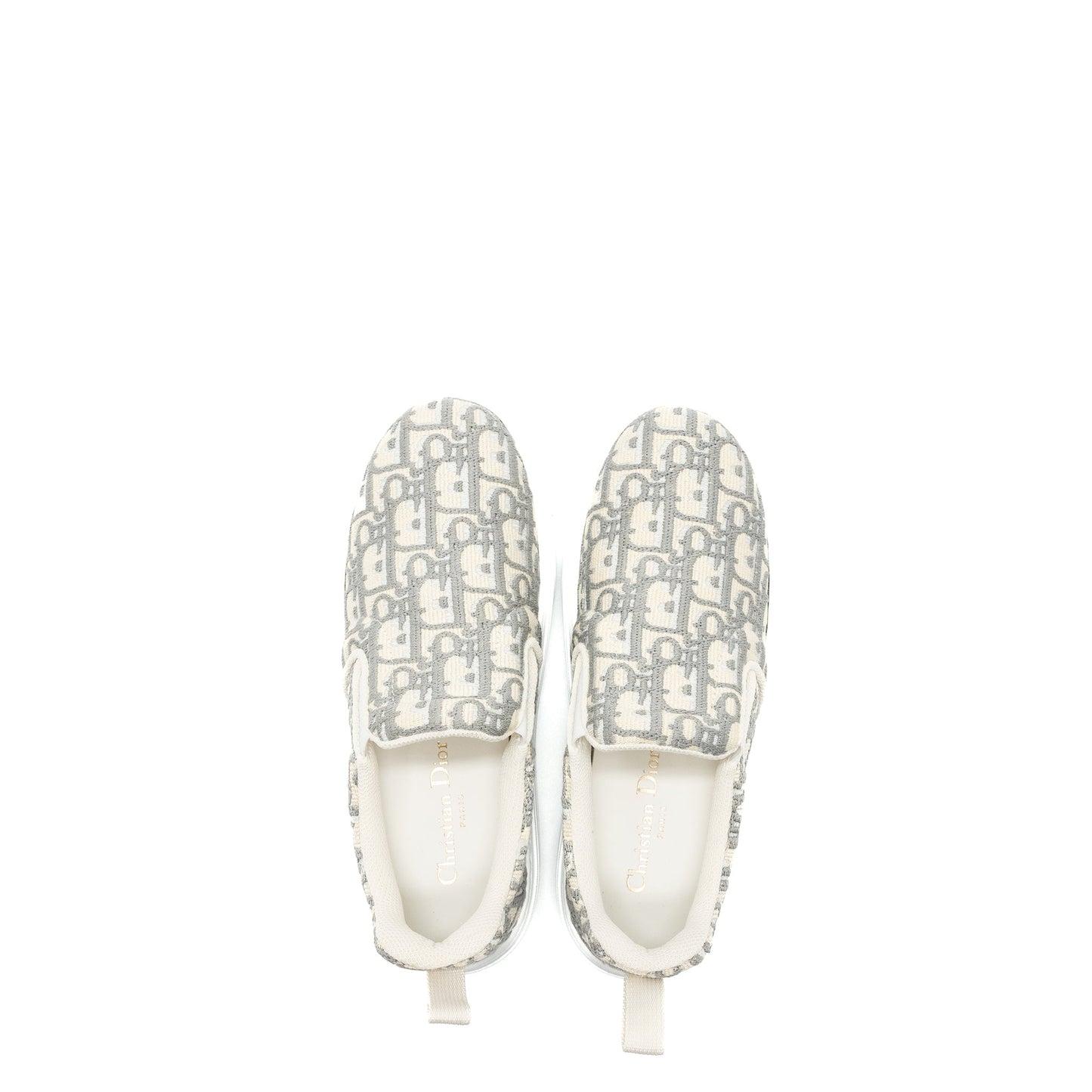 Dior Size 36 Solar Loafers Oblique Embroidery Grey Stone