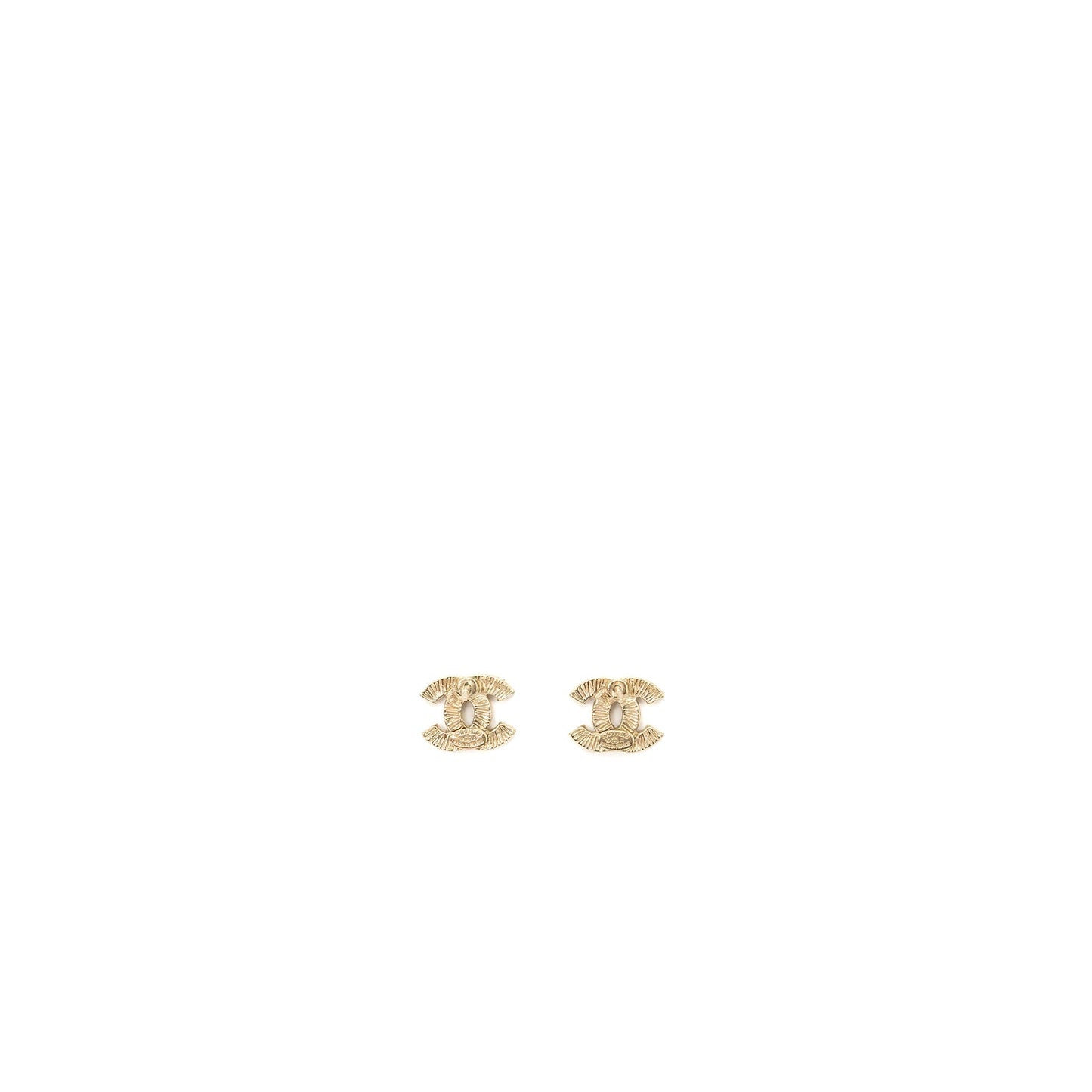 Chanel small model cc logo crystal earrings light gold tone