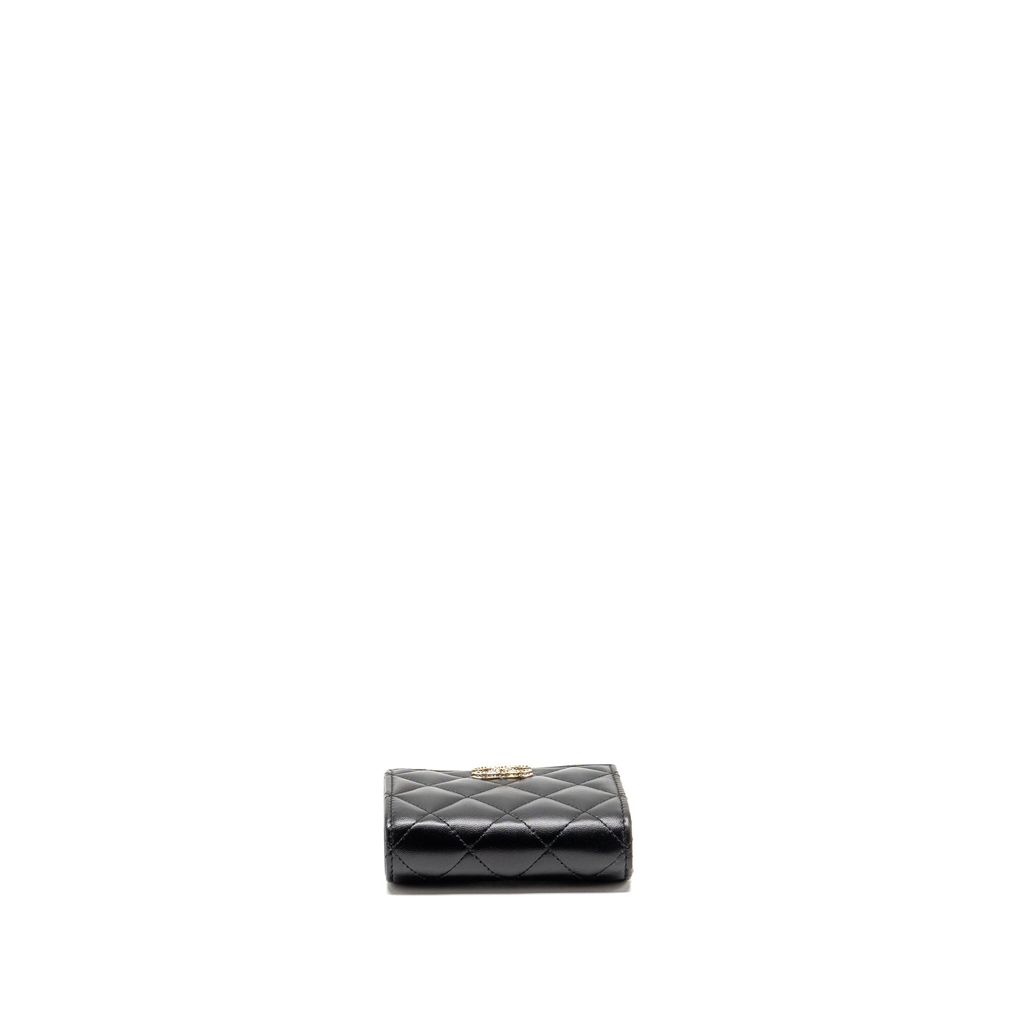 Chanel Detailed CC Logo Quilted Wallet Lambskin Black LGHW (Microchip)
