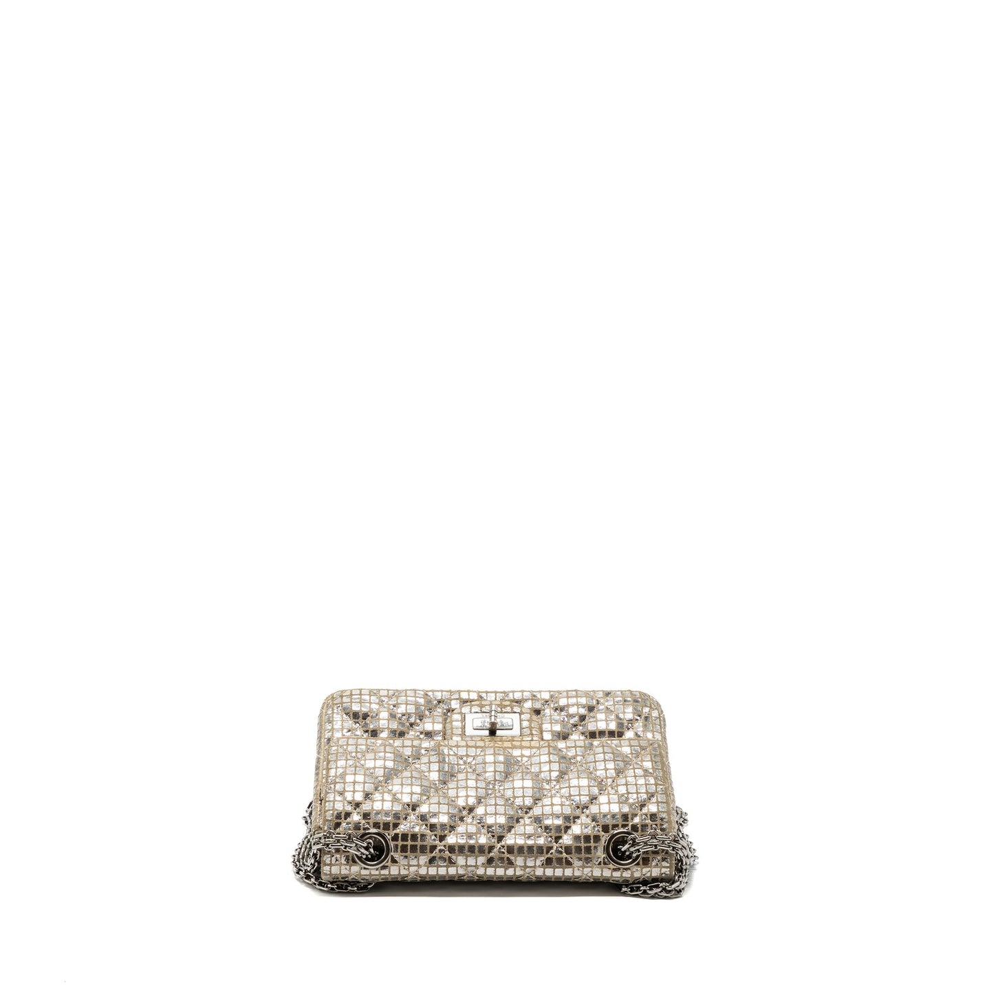 Chanel mini 2.55 reissue flap bag calfskin beige / silver SHW