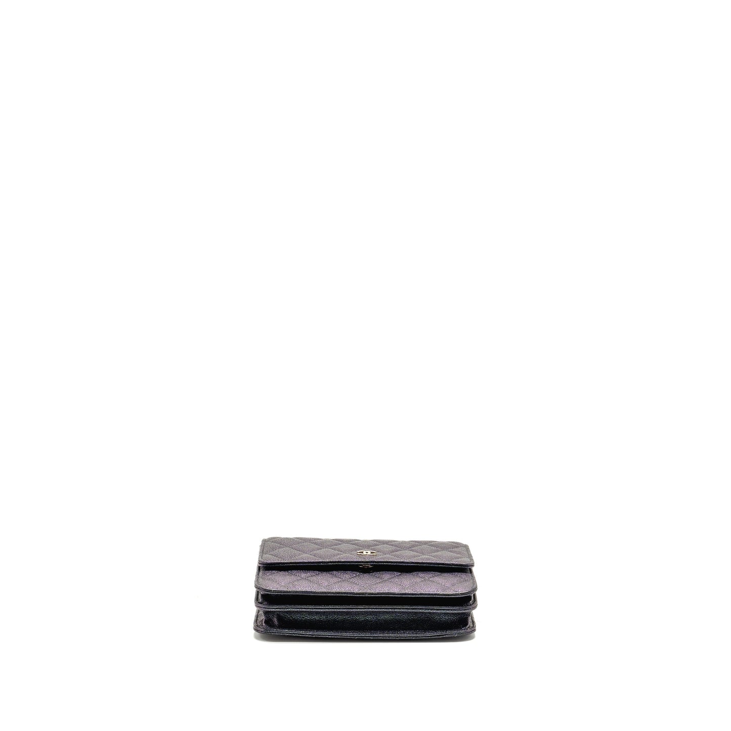 Chanel Quilted square wallet with Chain caviar iridescent black LGHW