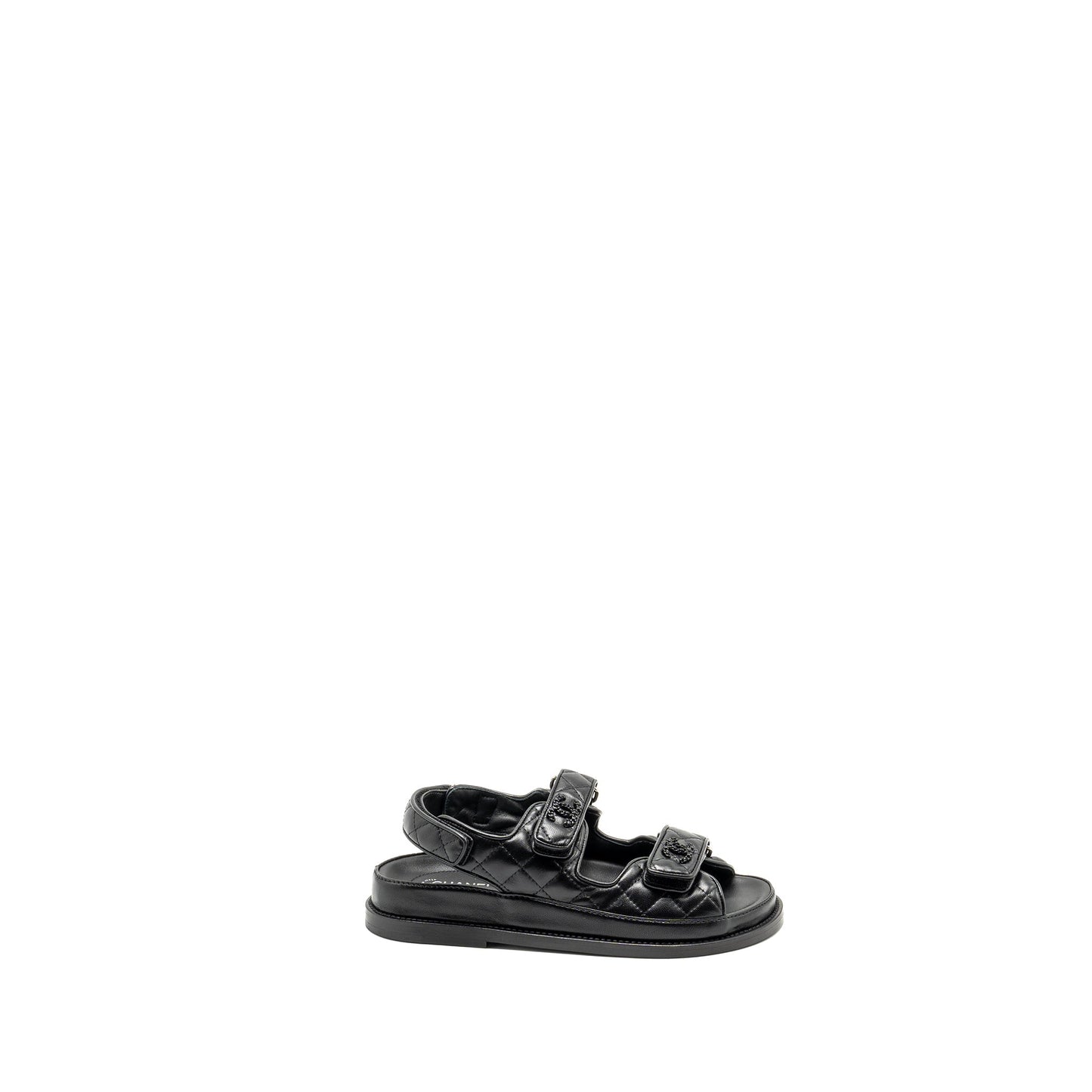 Chanel Size 36 Dad Sandals Lambskin So Black