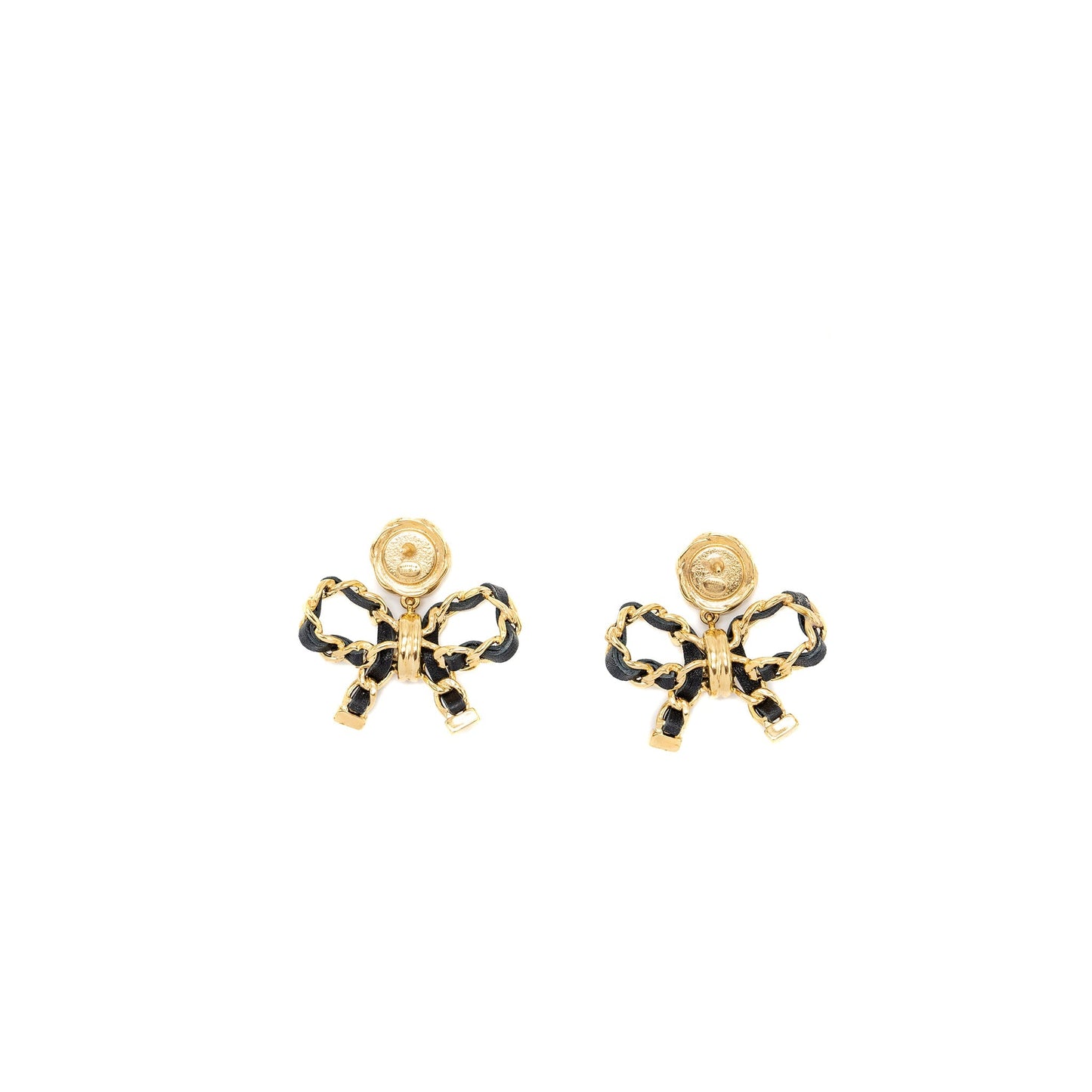 Chanel CC Logo Bow Drop Earrings Large Model LGHW