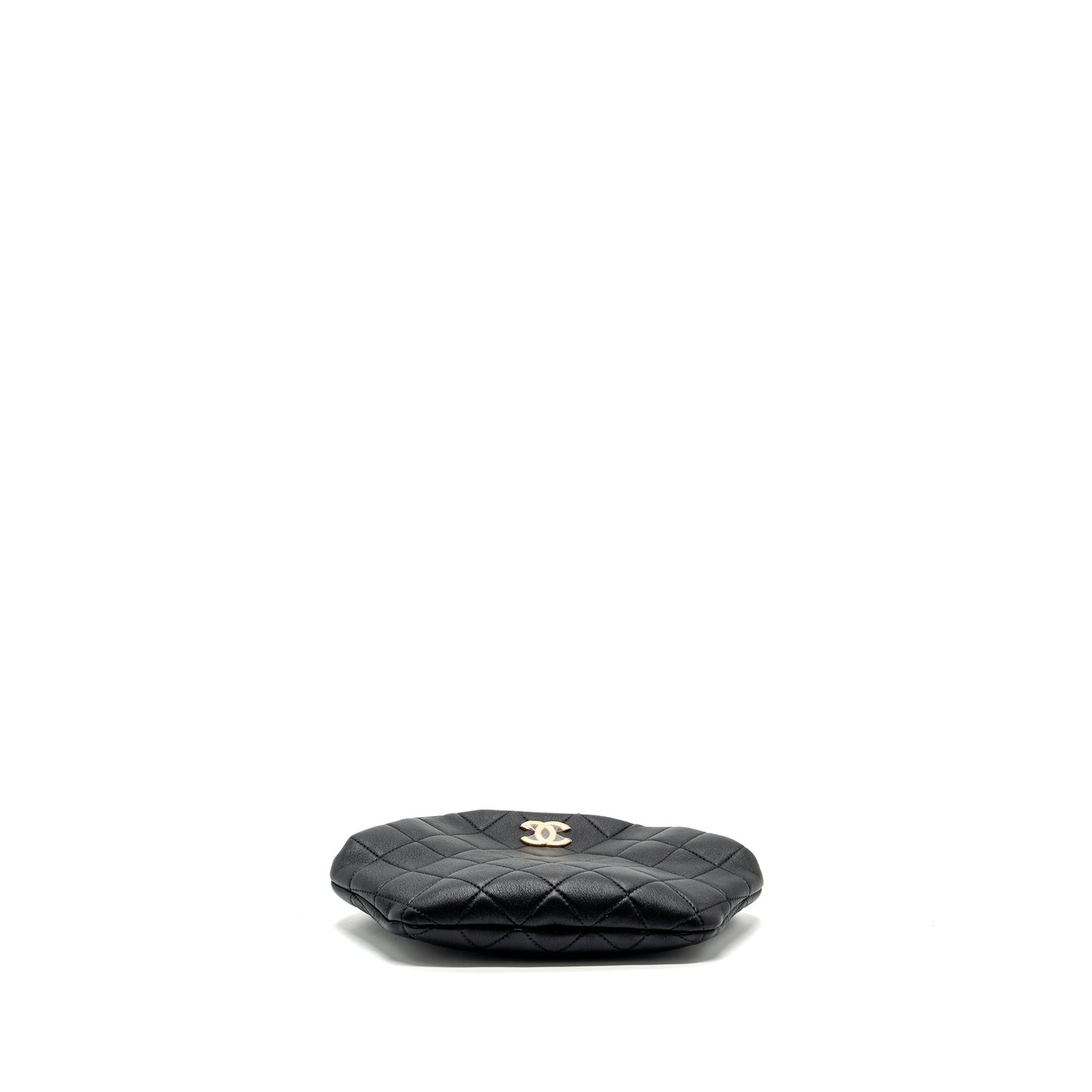 Chanel pearl round handle evening clutch lambskin black GHW (microchip)