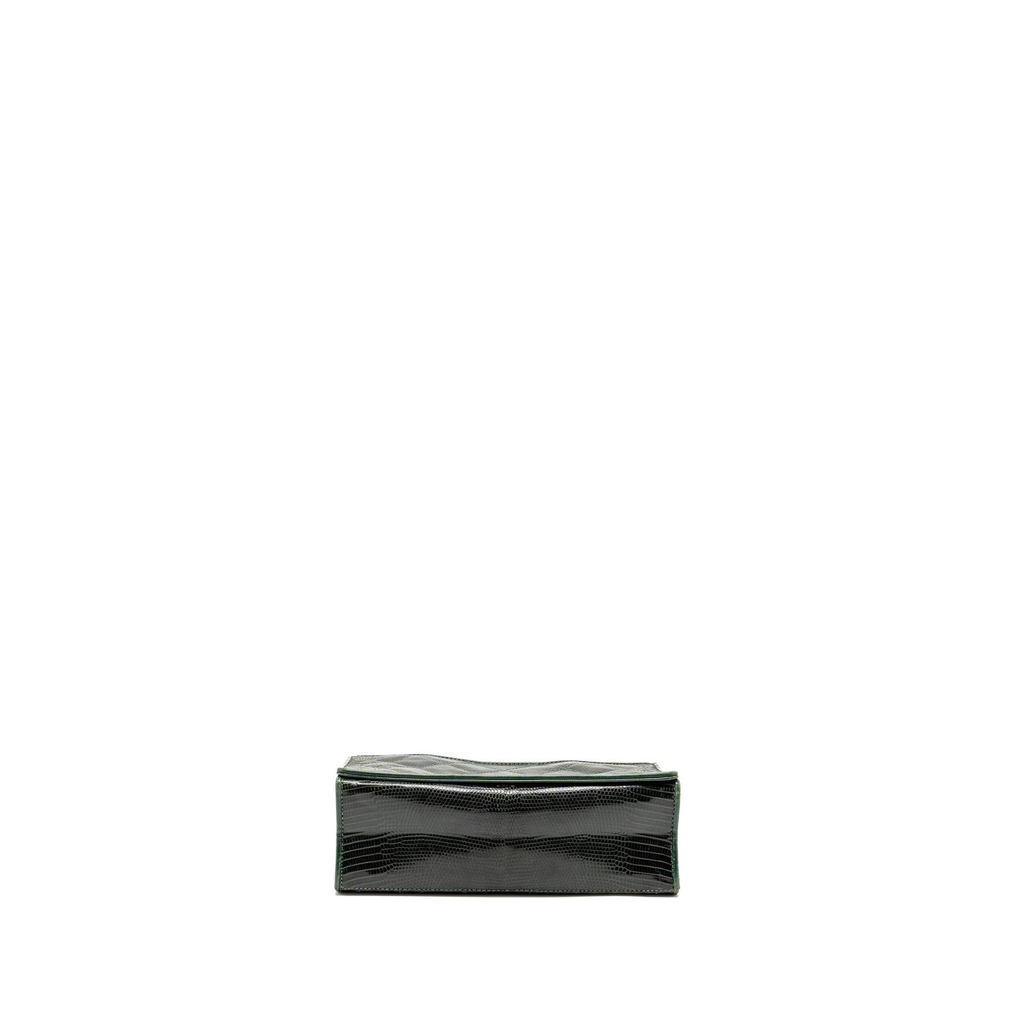 Chanel Vintage Envelop Flap Bag With Chain Lizard Dark Green GHW