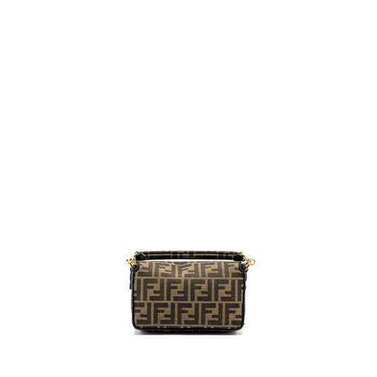 Fendi Mini Baguette Purse Jacquard Fabric Brown