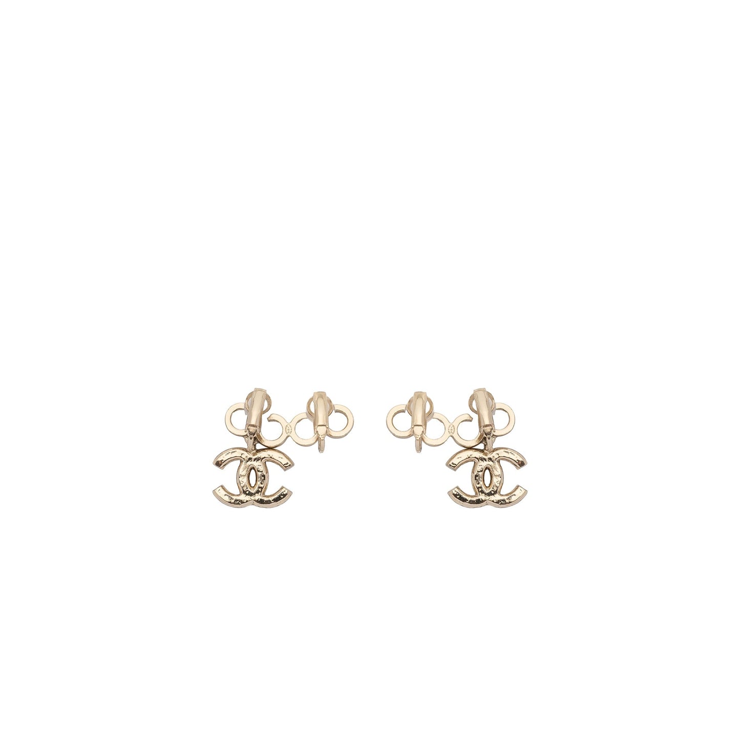 CHANEL COCO AND CC LOGO EAR CLIPs Pearl Light Gold Hardware